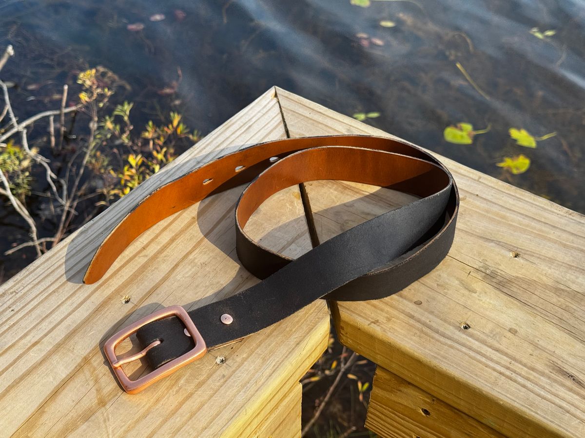 Photo by tgetzen on October 1, 2025 of the Self-Made Belt To Match Tanker Pro 2.0 in Horween Natural Chromexcel Strips.