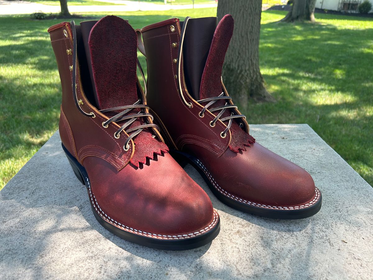 Photo by Ankle333 on July 3, 2025 of the Nicks MTO in Horween Red Waxed Flesh.