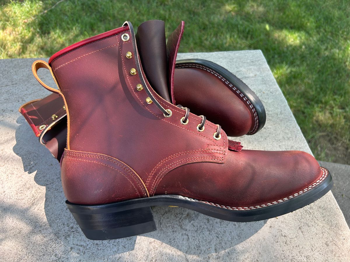 Photo by Ankle333 on July 3, 2025 of the Nicks MTO in Horween Red Waxed Flesh.