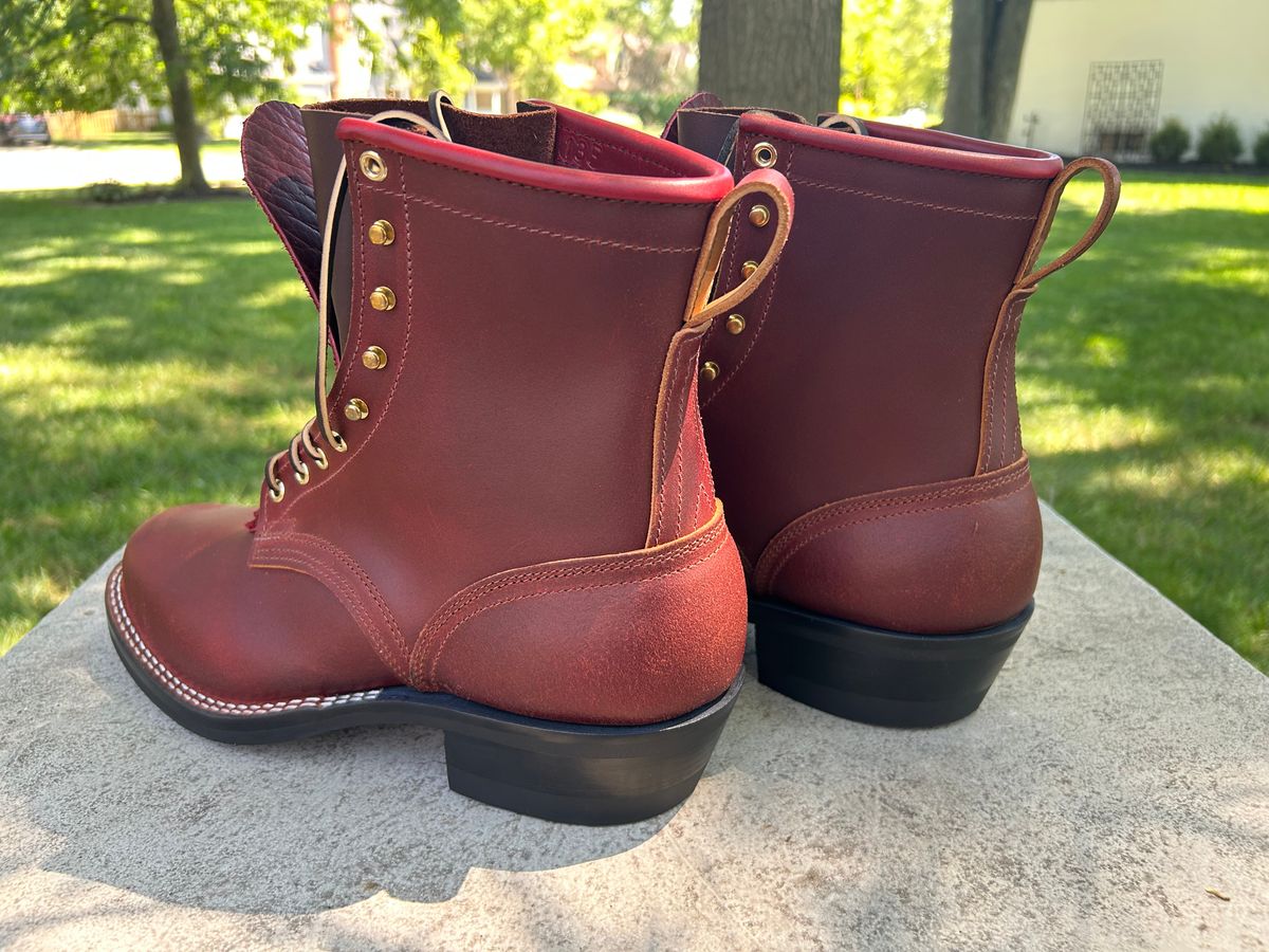 Photo by Ankle333 on July 3, 2025 of the Nicks MTO in Horween Red Waxed Flesh.