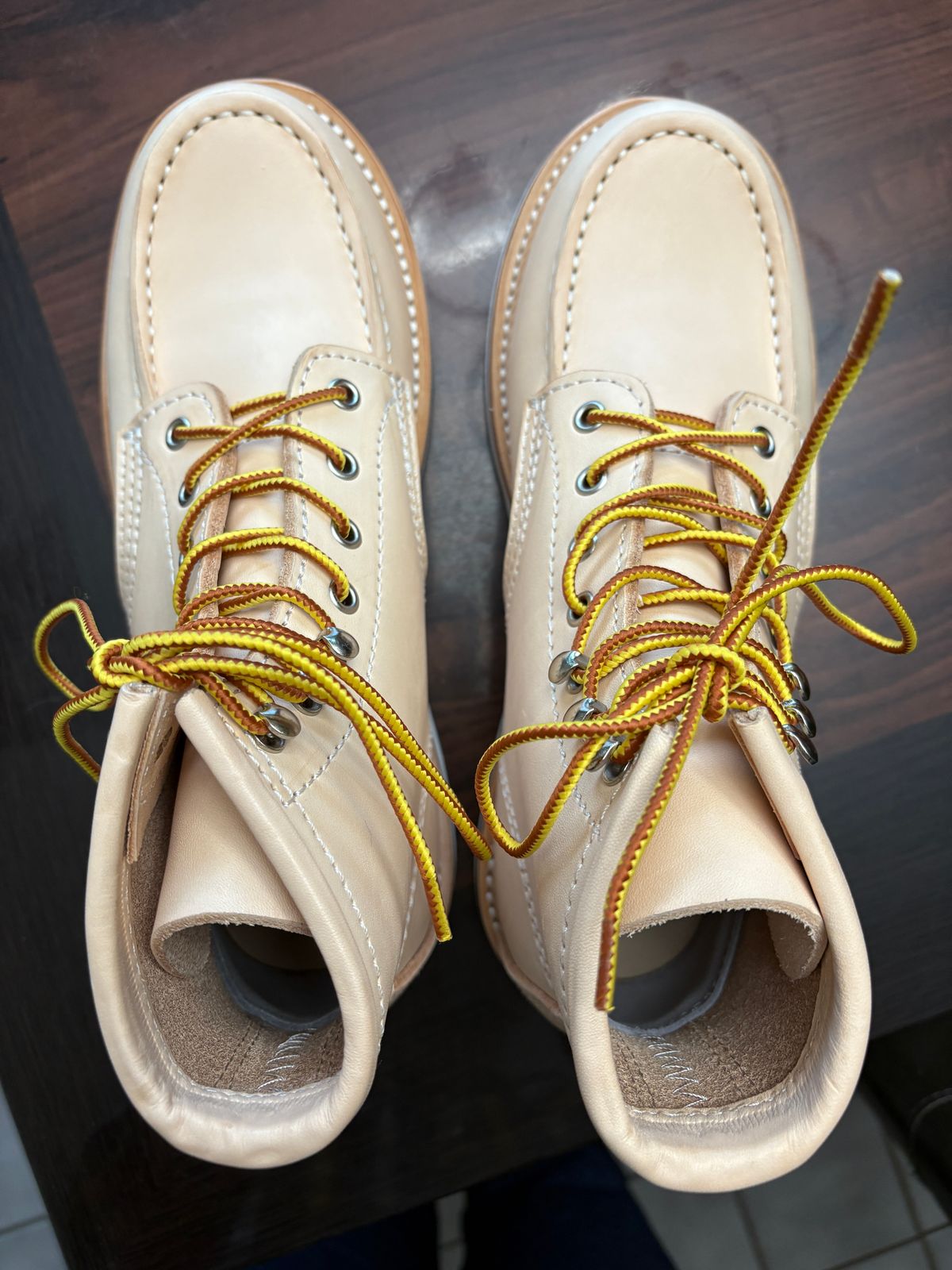 Photo by glddstgpsy on June 16, 2025 of the KIND TENDER Moctoe Boots in Italian Veg-Tanned Leather.