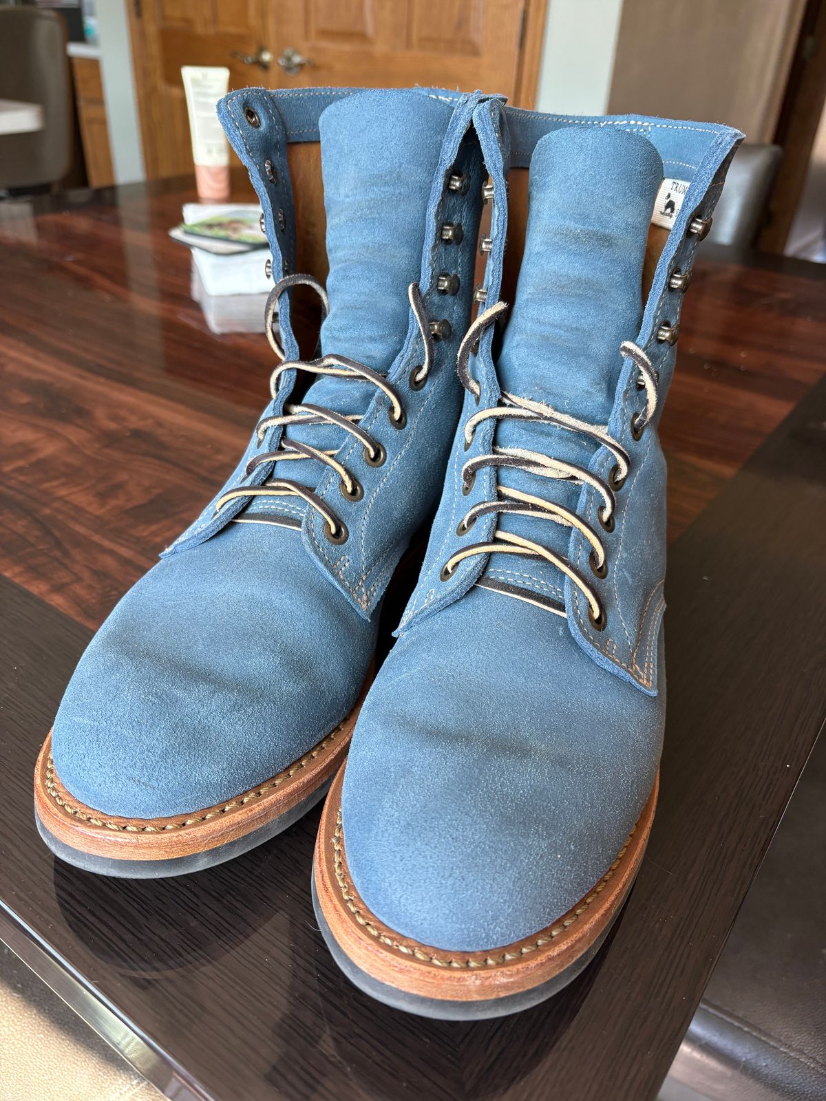 Photo by glddstgpsy on March 30, 2026 of the Truman Upland Boot in C.F. Stead China Blue Waxy Commander Suede.