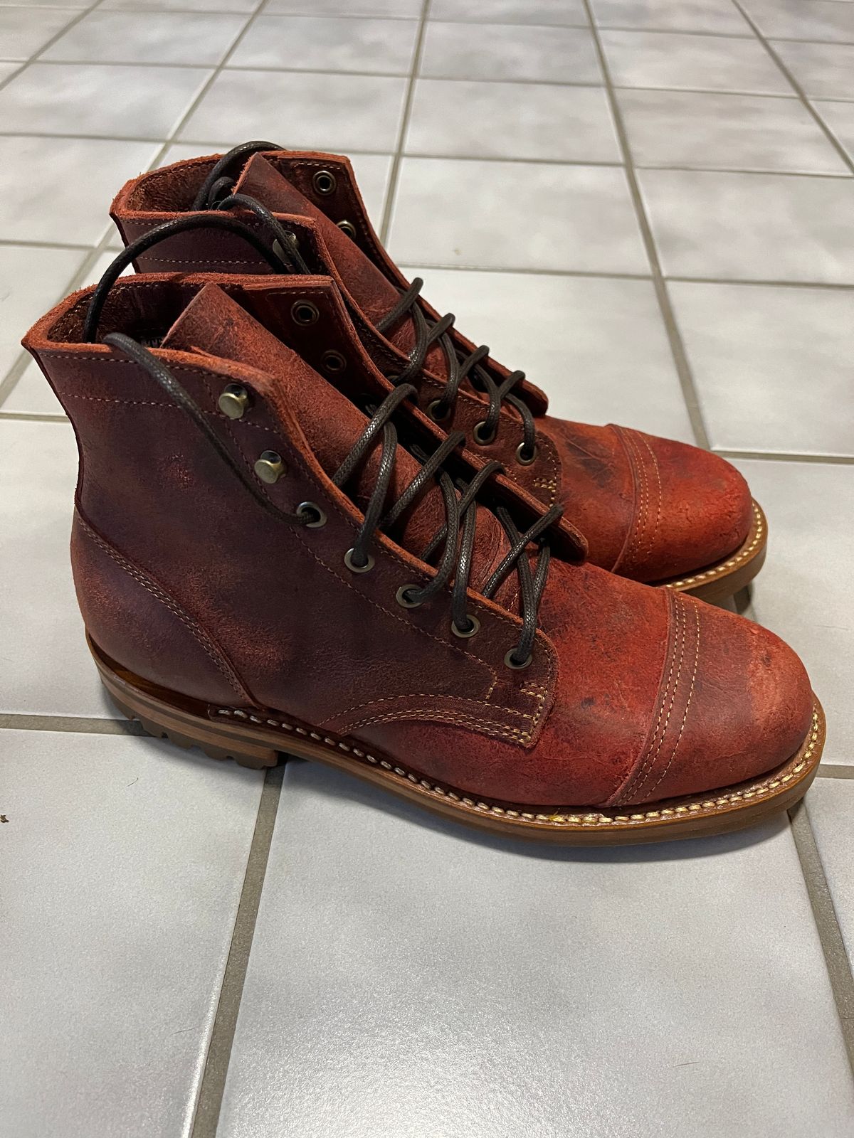 Photo by glddstgpsy on May 30, 2024 of the Truman Cap Toe Boot in C.F. Stead Russet Red Rambler.