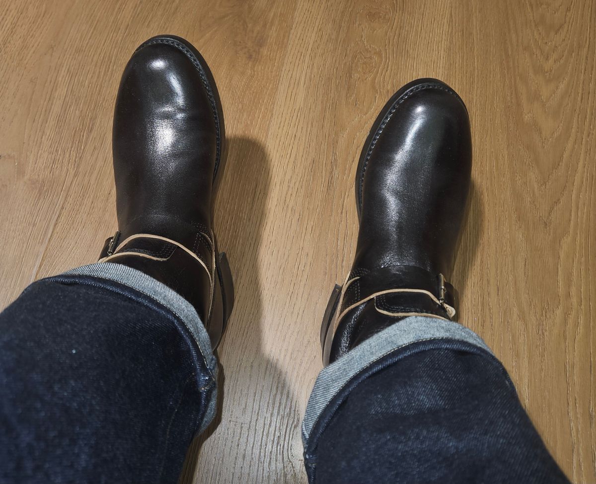 Photo by Adam_C on April 27, 2026 of the John Lofgren Wabash Engineer Boots in Shinki Black Teacore Horsebutt.