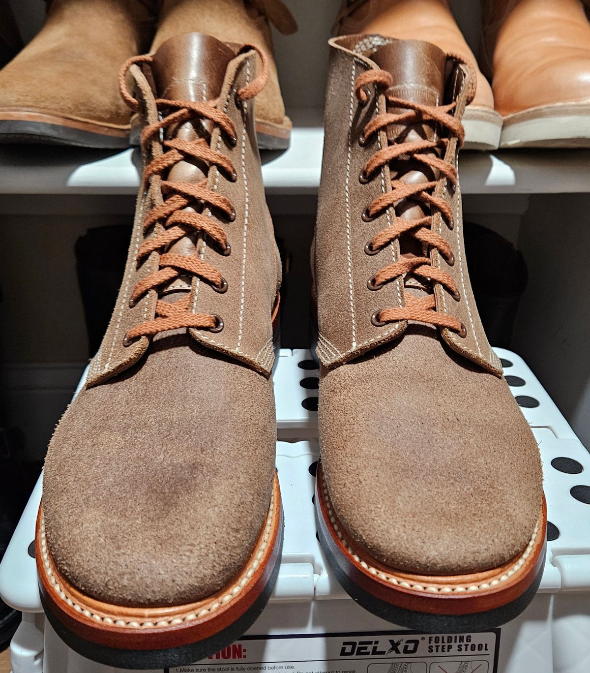 Photo by Adam_C on May 24, 2025 of the John Lofgren M-43 Service Shoes in Horween Natural Chromexcel Roughout.