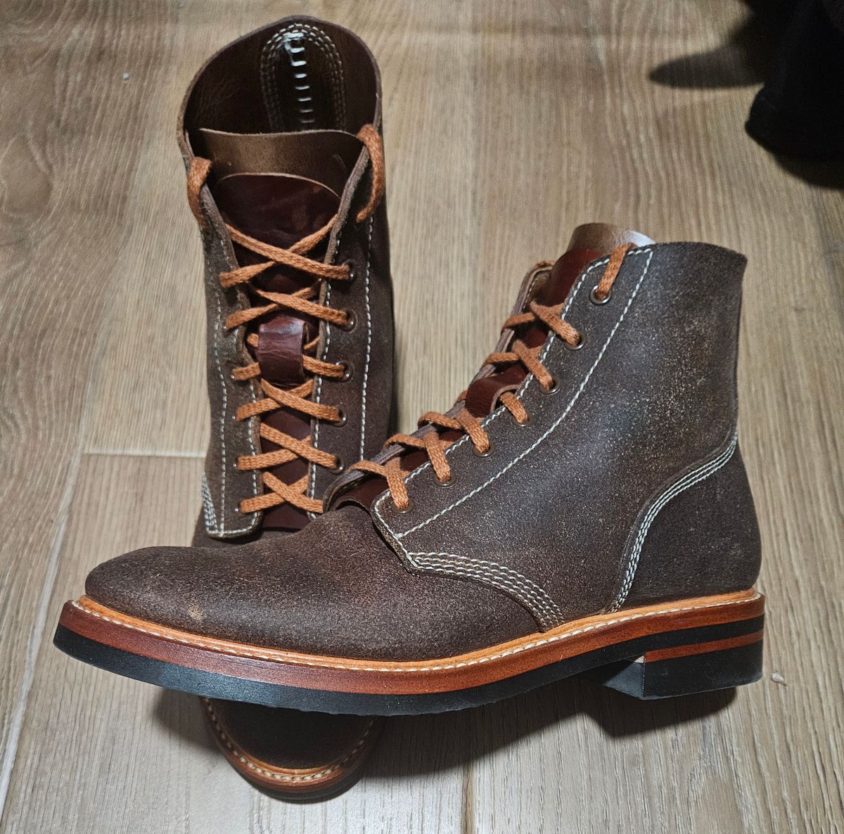 Photo by Adam_C on July 10, 2025 of the John Lofgren M-43 Service Shoes in Horween Natural Chromexcel Roughout.