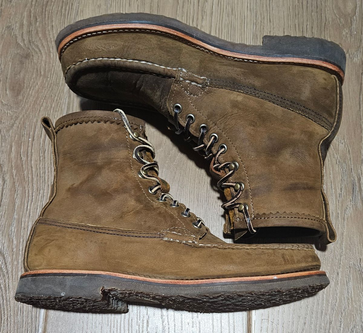 Photo by Adam_C on May 25, 2025 of the Russell Moccasin Co. Bronze Chamois Backcountry in Horween Bronze Chamois.