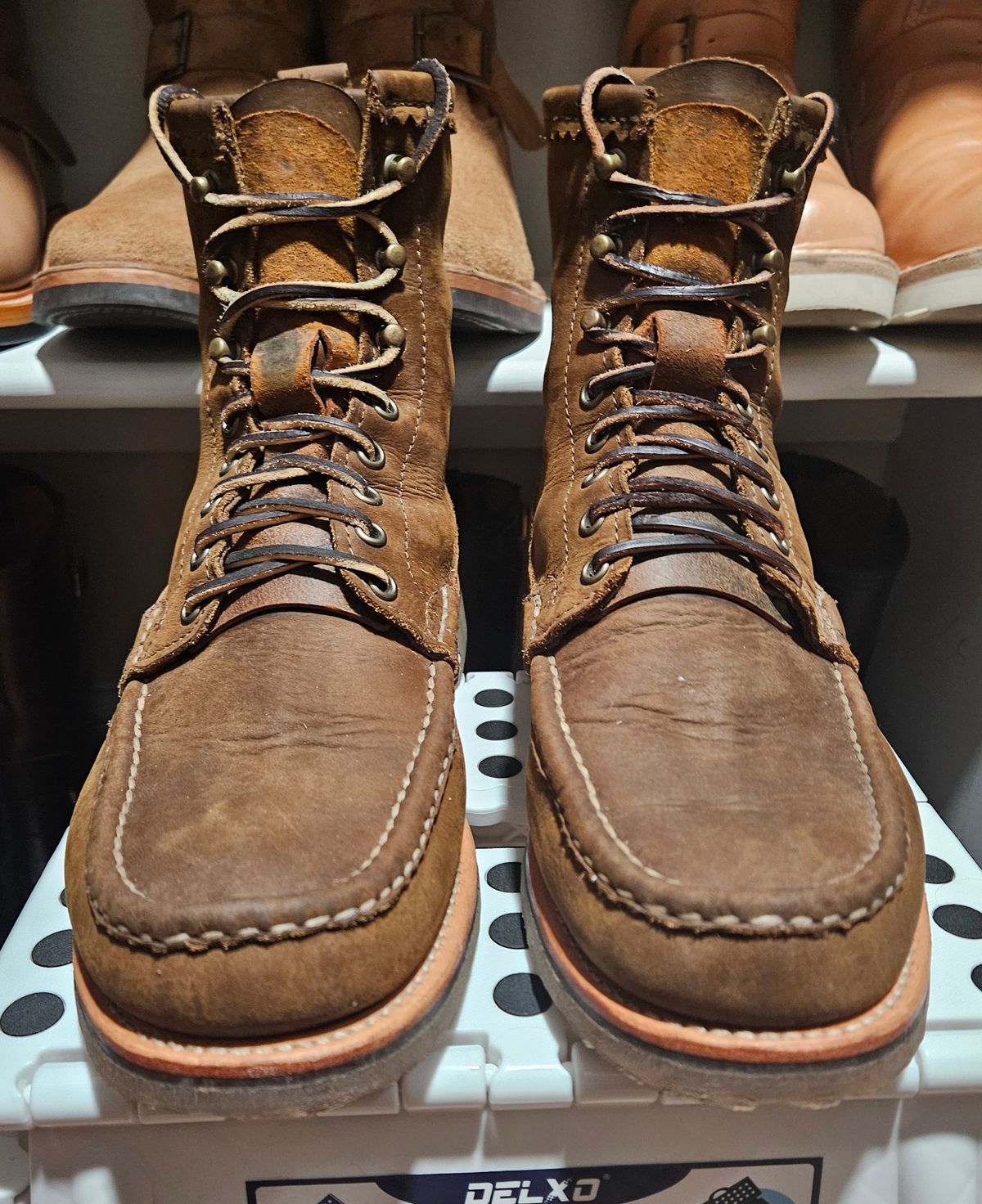 Photo by Adam_C on May 25, 2025 of the Russell Moccasin Co. Bronze Chamois Backcountry in Horween Bronze Chamois.
