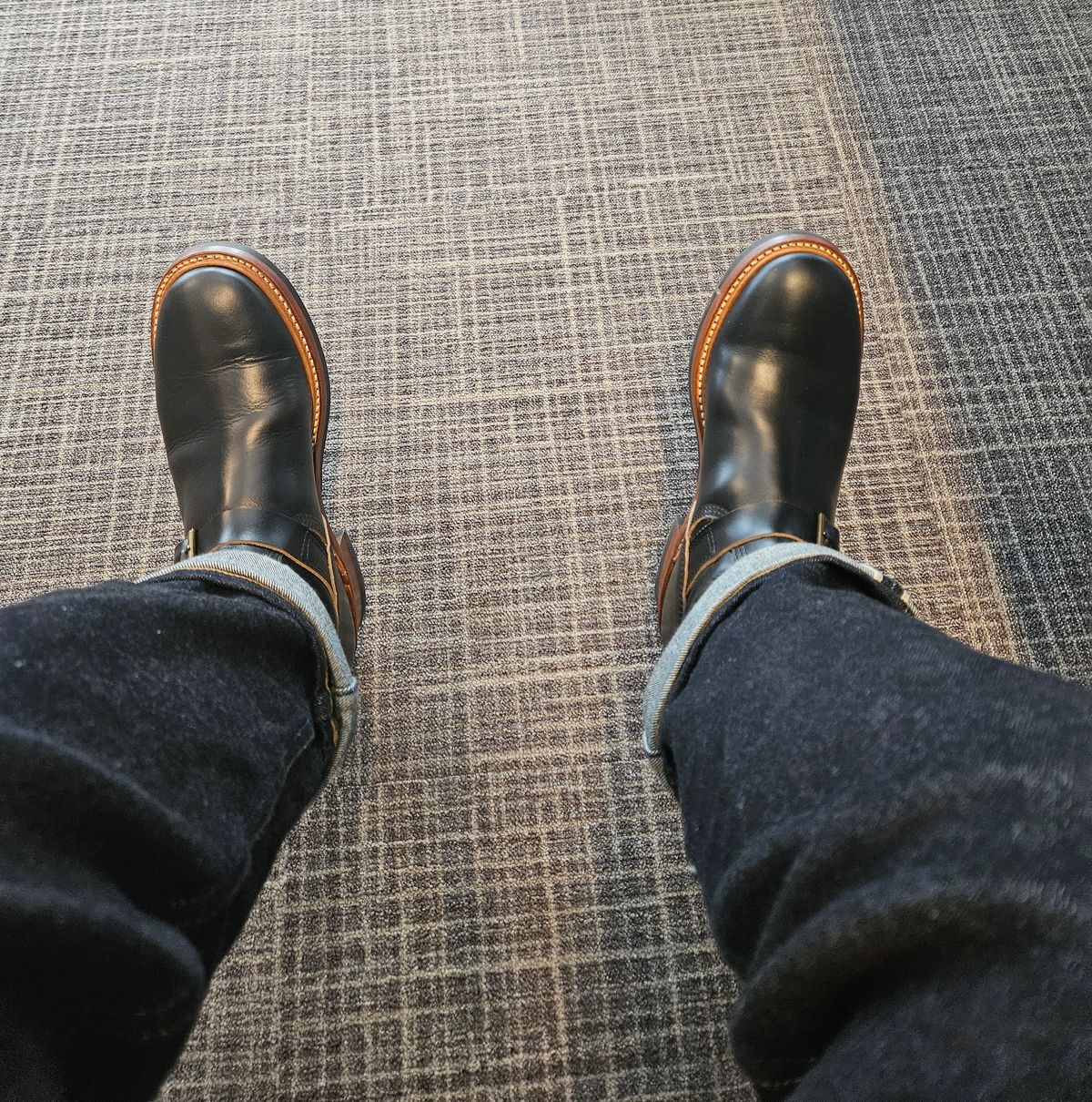 Photo by Adam_C on June 5, 2025 of the John Lofgren Wabash Engineer Boots in Horween Black Chromexcel.