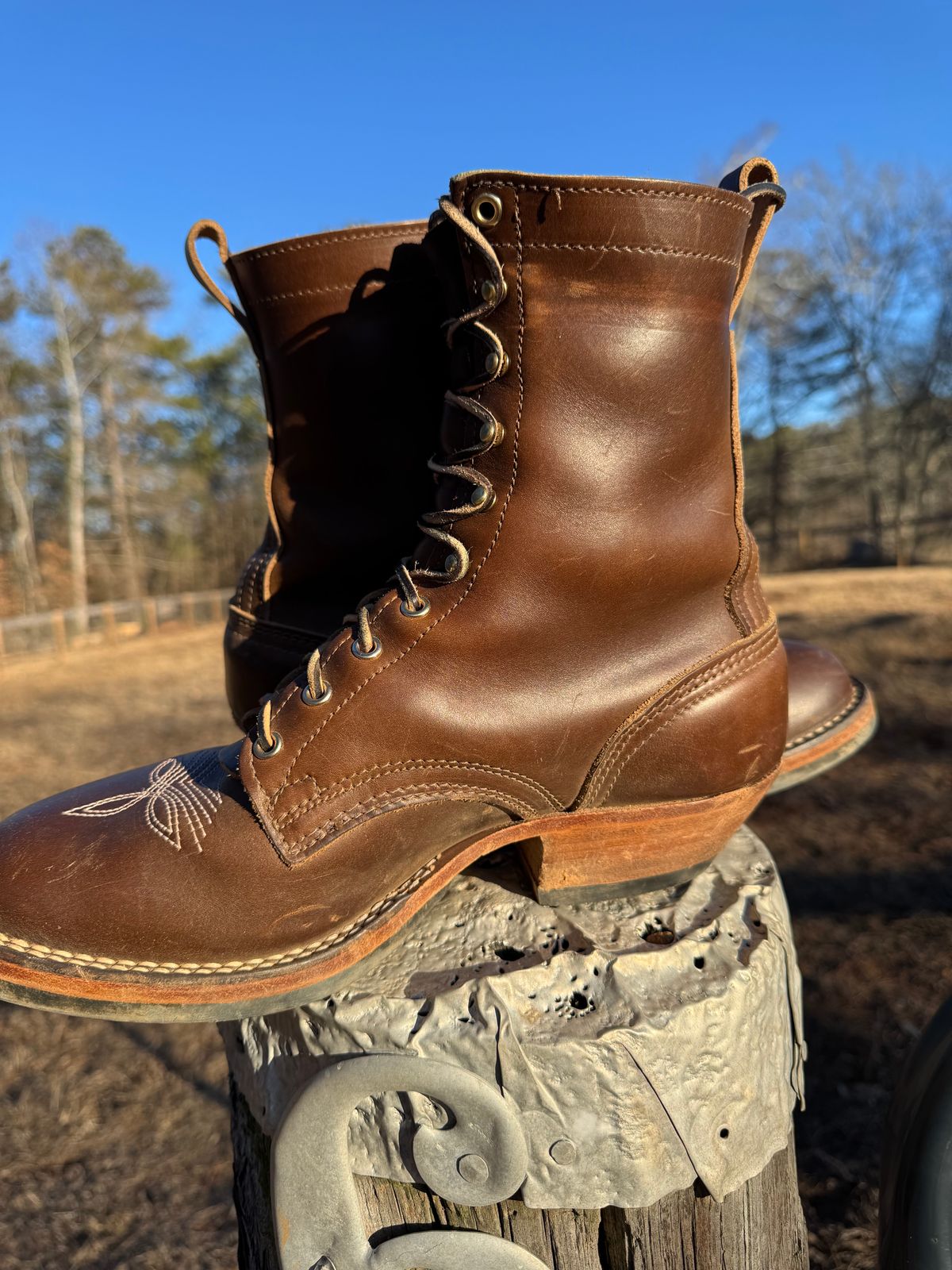 Photo by bearjohn on January 16, 2025 of the Nicks Packer in Horween British Tan Chromexcel.
