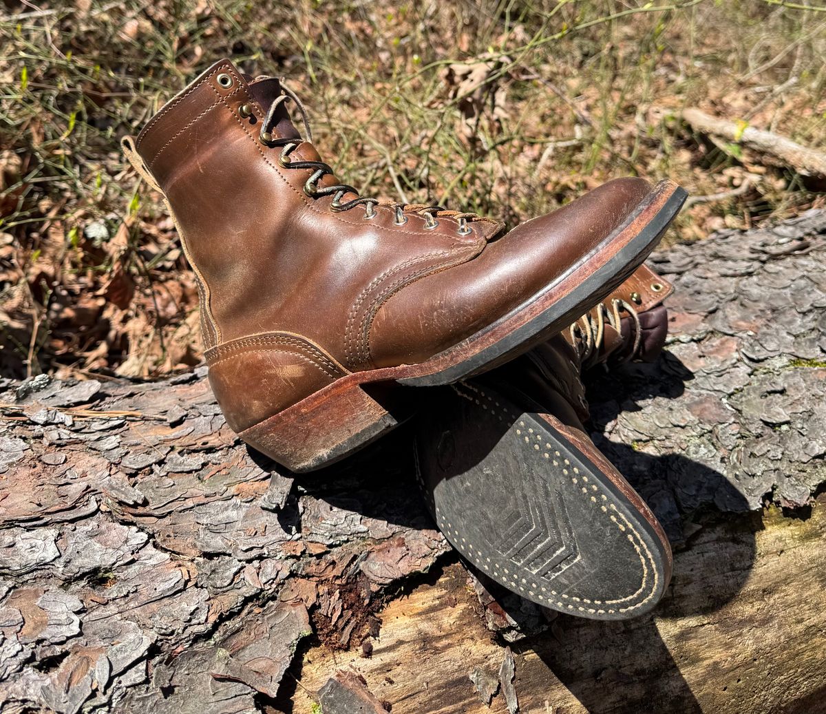 Photo by bearjohn on March 17, 2026 of the Nicks Packer in Horween British Tan Chromexcel.