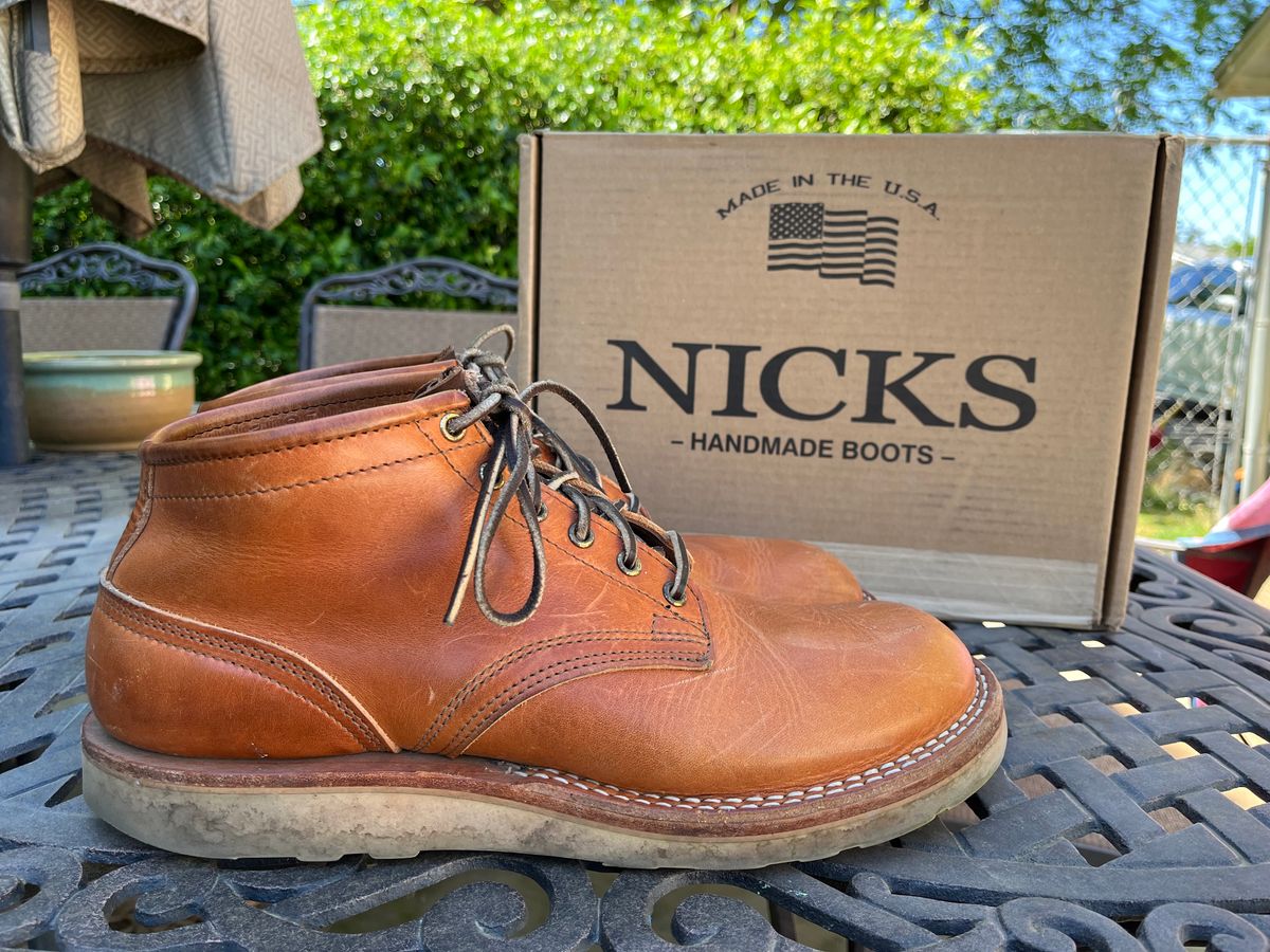 Photo by Griff on April 3, 2026 of the Nicks Aldert Strider in Horween Light Natural Dublin.
