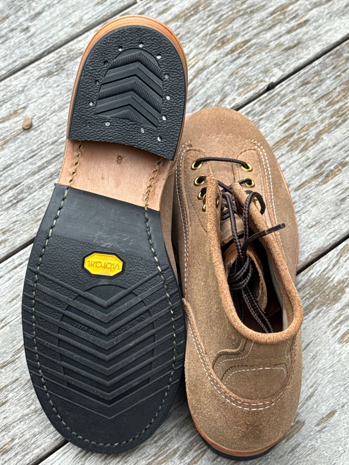 Photo by Gumby on July 10, 2025 of the John Lofgren Donkey Puncher Boots in Horween Natural Chromexcel Roughout.