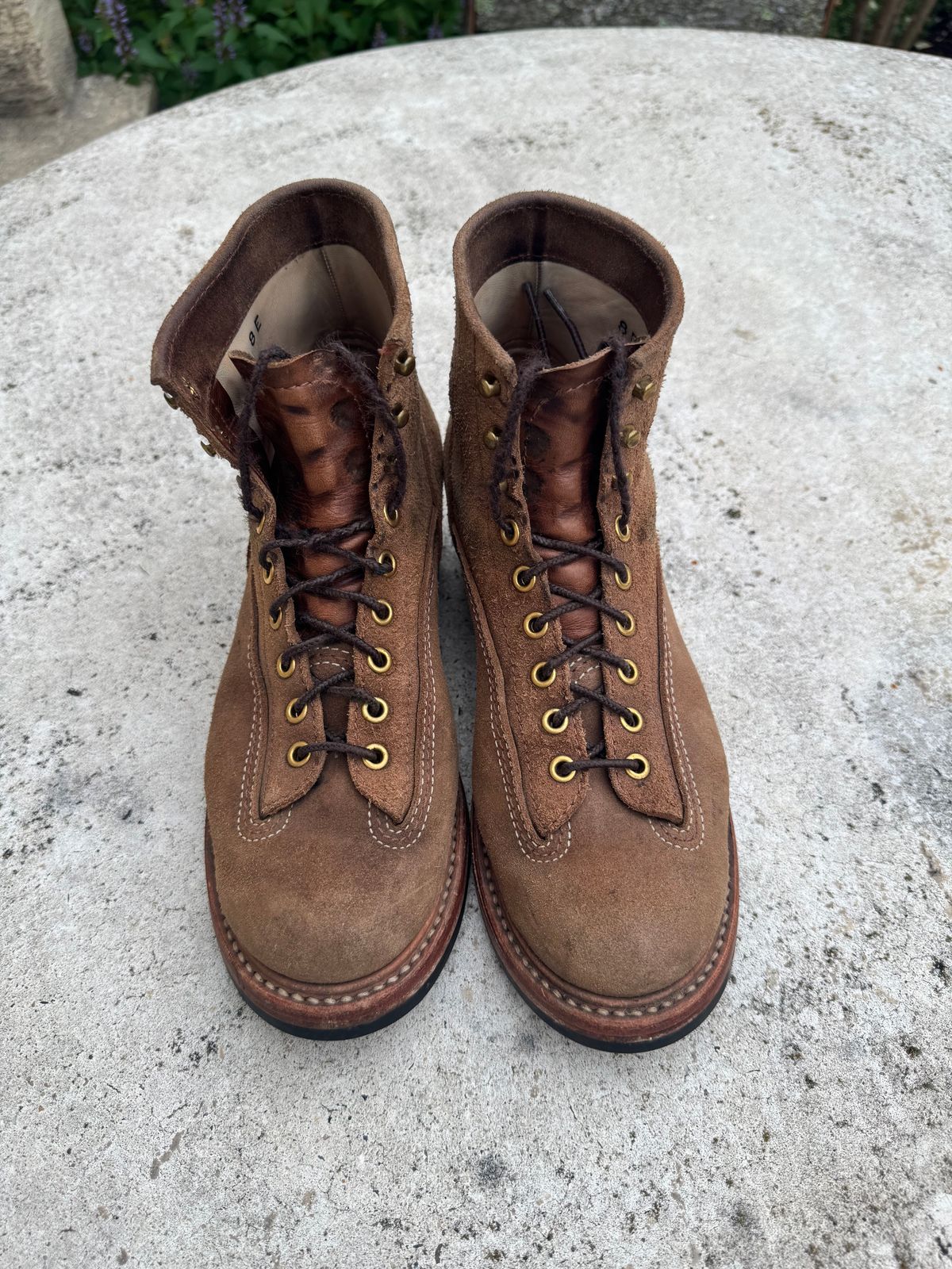 Photo by Gumby on July 9, 2026 of the John Lofgren Donkey Puncher Boots in Horween Natural Chromexcel Roughout.