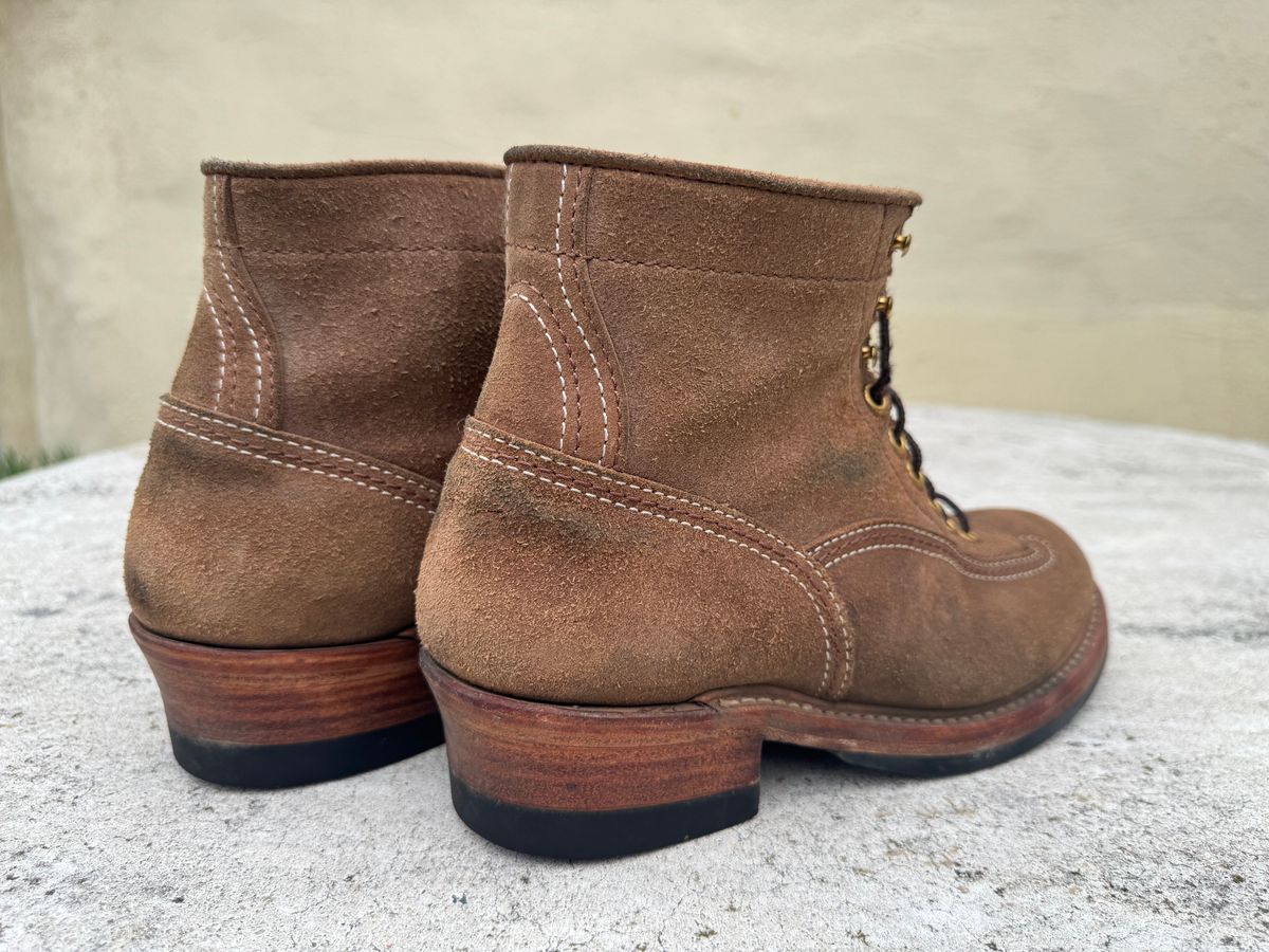 Photo by Gumby on July 9, 2026 of the John Lofgren Donkey Puncher Boots in Horween Natural Chromexcel Roughout.