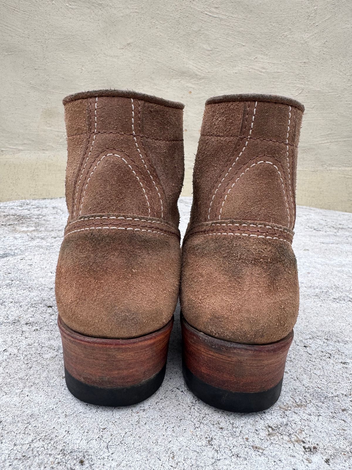 Photo by Gumby on July 9, 2026 of the John Lofgren Donkey Puncher Boots in Horween Natural Chromexcel Roughout.