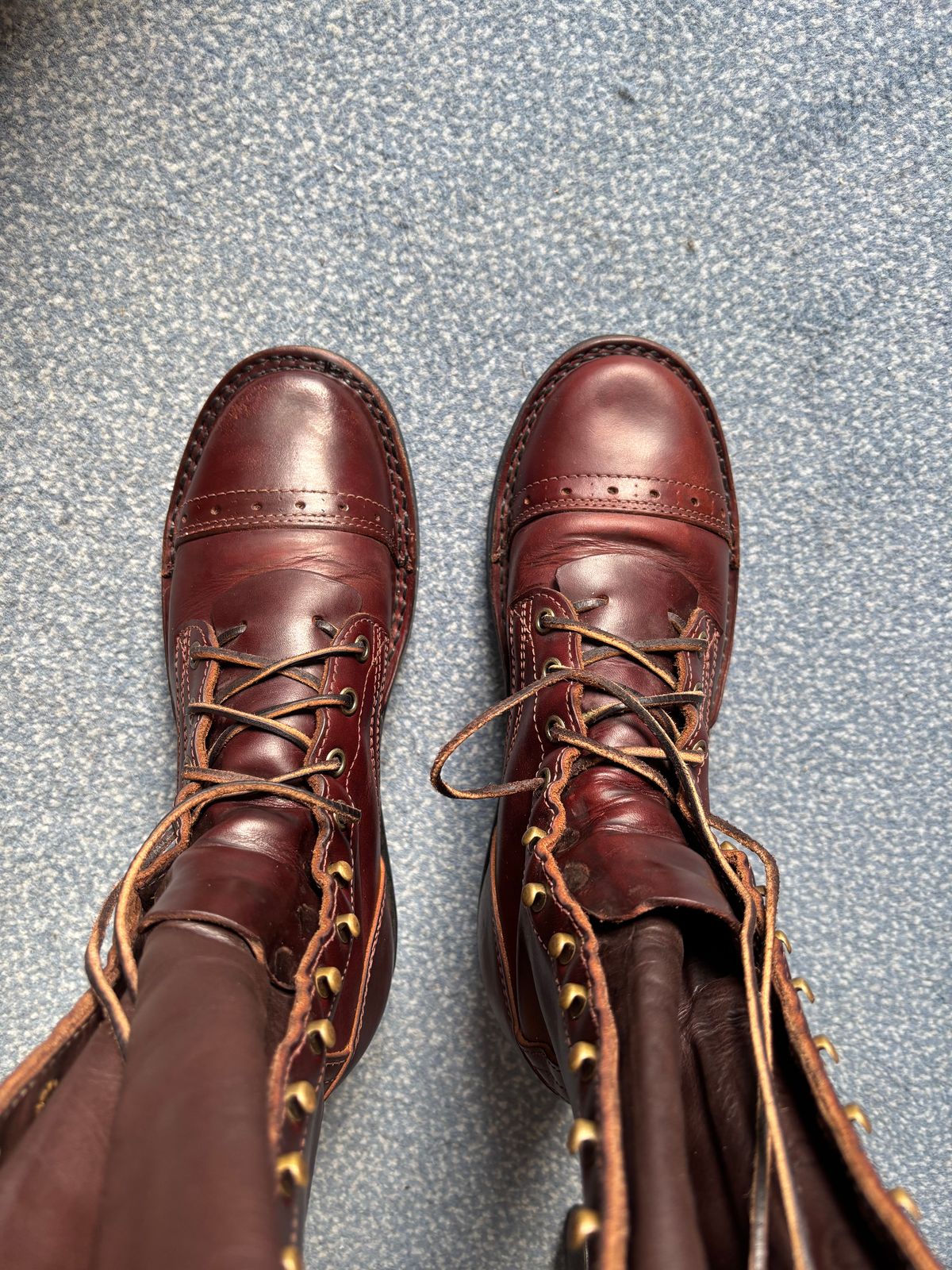 Photo by DeliciousGuess6449 on July 4, 2025 of the Frank's Boots Front Range in Wickett & Craig Chestnut Oiled Latigo.