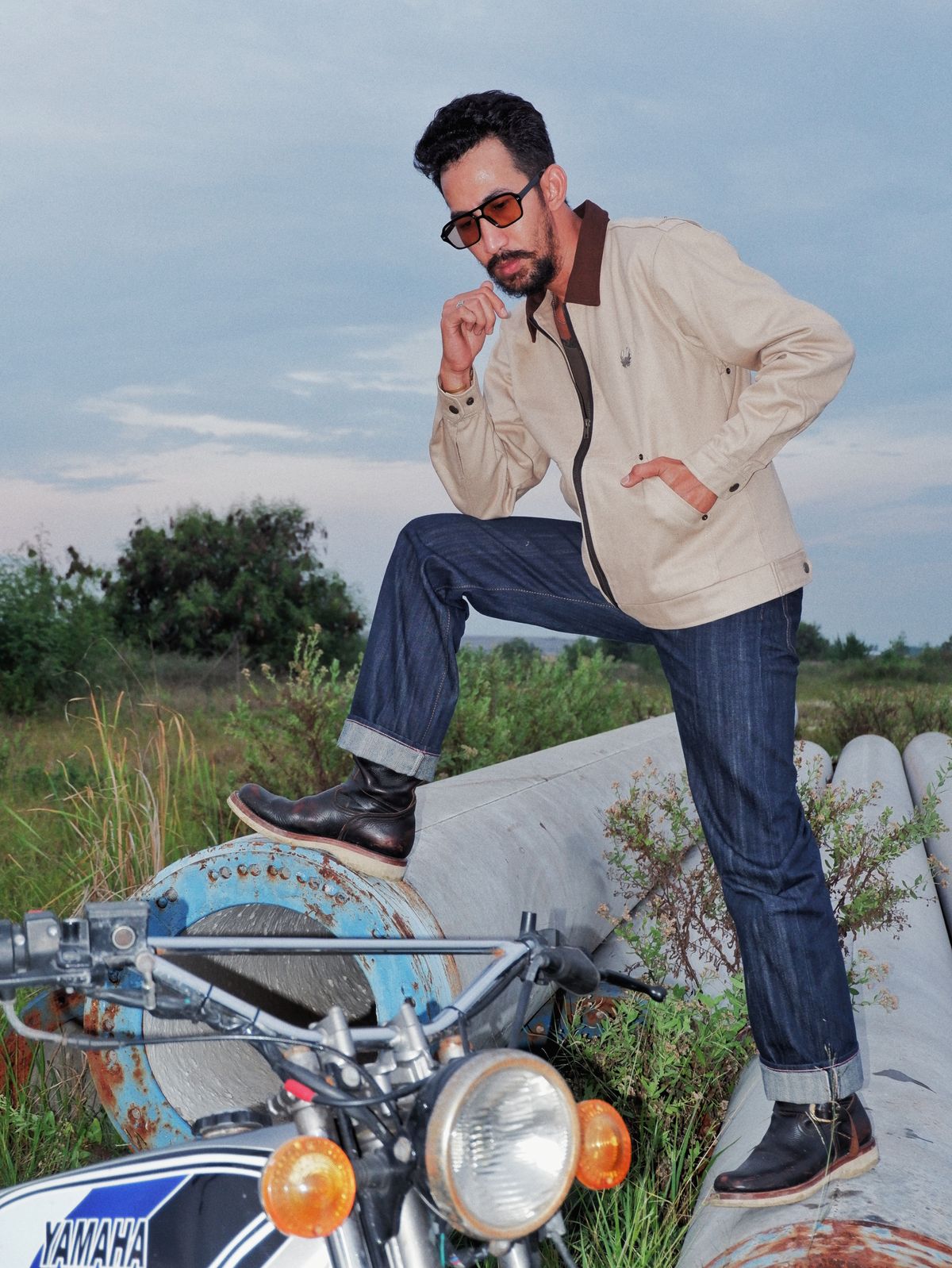 Photo by juliusagungs on November 2, 2025 of the Briselblack Enginner Boots Queen Lekha X Briselblack in Badalassi Carlo overdyed.