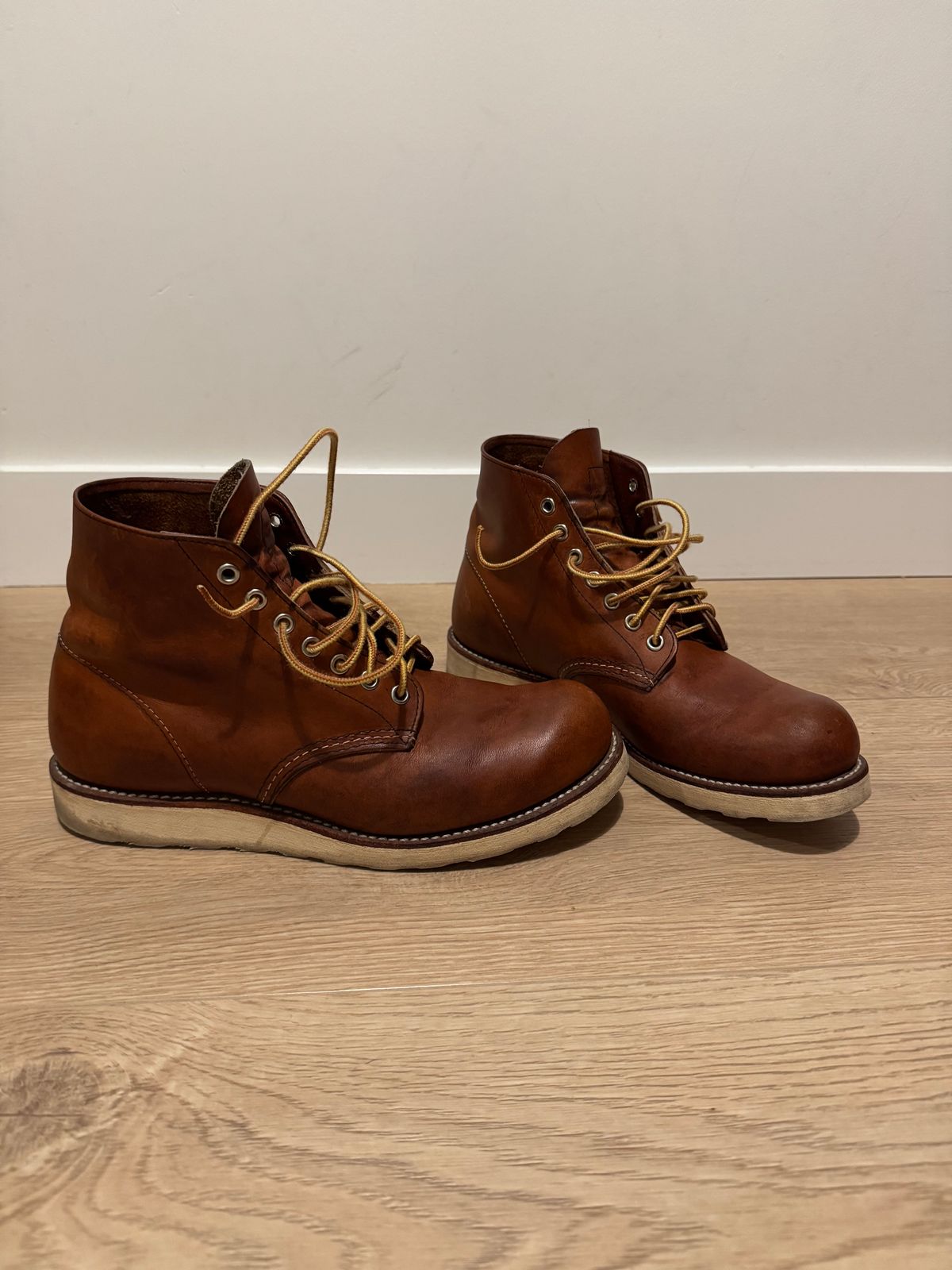 Photo by finegrind on December 16, 2025 of the Red Wing 8822 / Classic 6-inch Round Toe in S.B. Foot Oro-Harness.