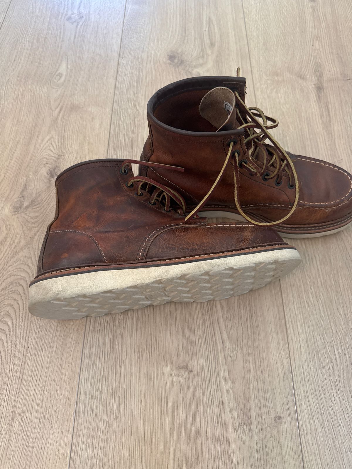 Photo by finegrind on April 27, 2026 of the Red Wing 1907 Classic Moc Toe in S.B. Foot Copper Rough and Tough.