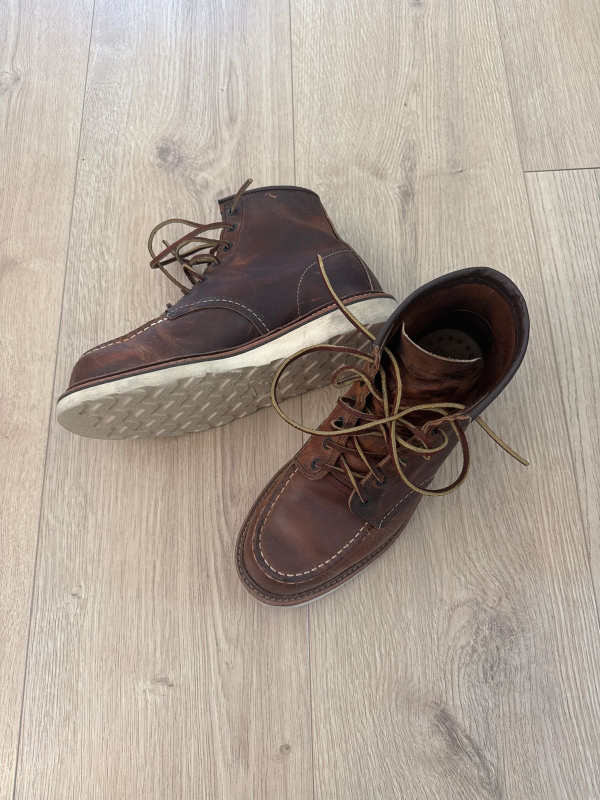 Photo by finegrind on April 27, 2026 of the Red Wing 1907 Classic Moc Toe in S.B. Foot Copper Rough and Tough.