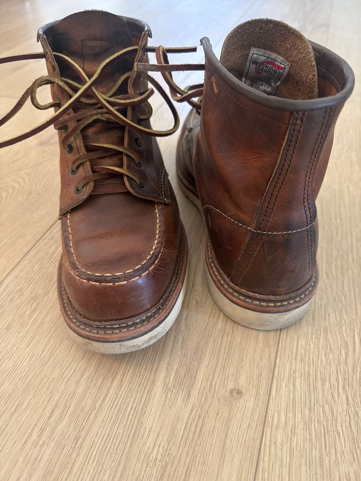 Photo by finegrind on April 27, 2026 of the Red Wing 1907 Classic Moc Toe in S.B. Foot Copper Rough and Tough.