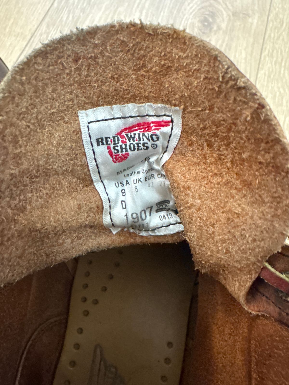 Photo by finegrind on April 27, 2026 of the Red Wing 1907 Classic Moc Toe in S.B. Foot Copper Rough and Tough.