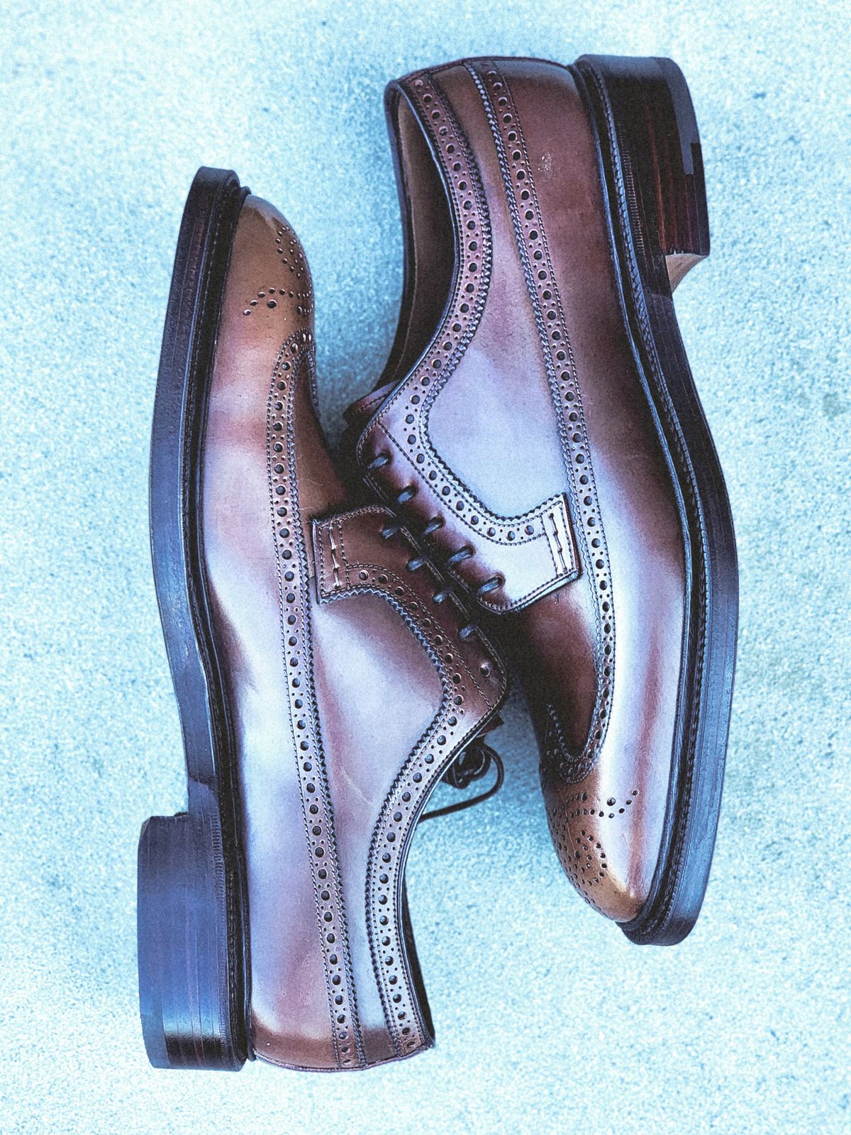 Photo by Janbiya on October 5, 2025 of the Carmina Long Wing Blucher Shoes 532 in Horween Armagnac Shell Cordovan.