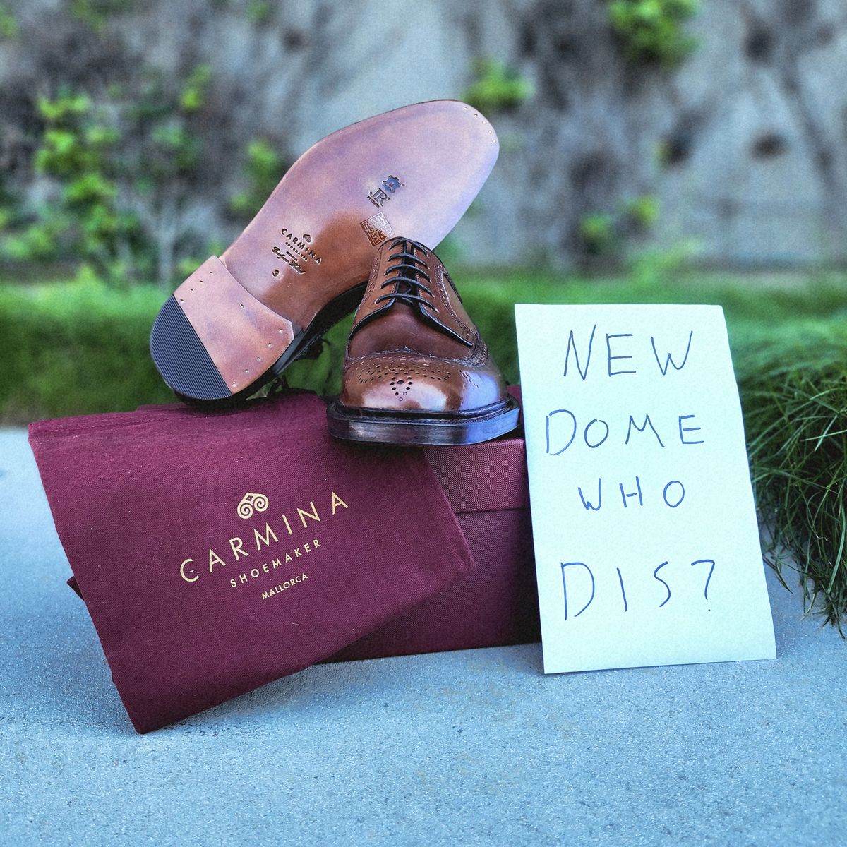 Photo by Janbiya on October 5, 2025 of the Carmina Long Wing Blucher Shoes 532 in Horween Armagnac Shell Cordovan.
