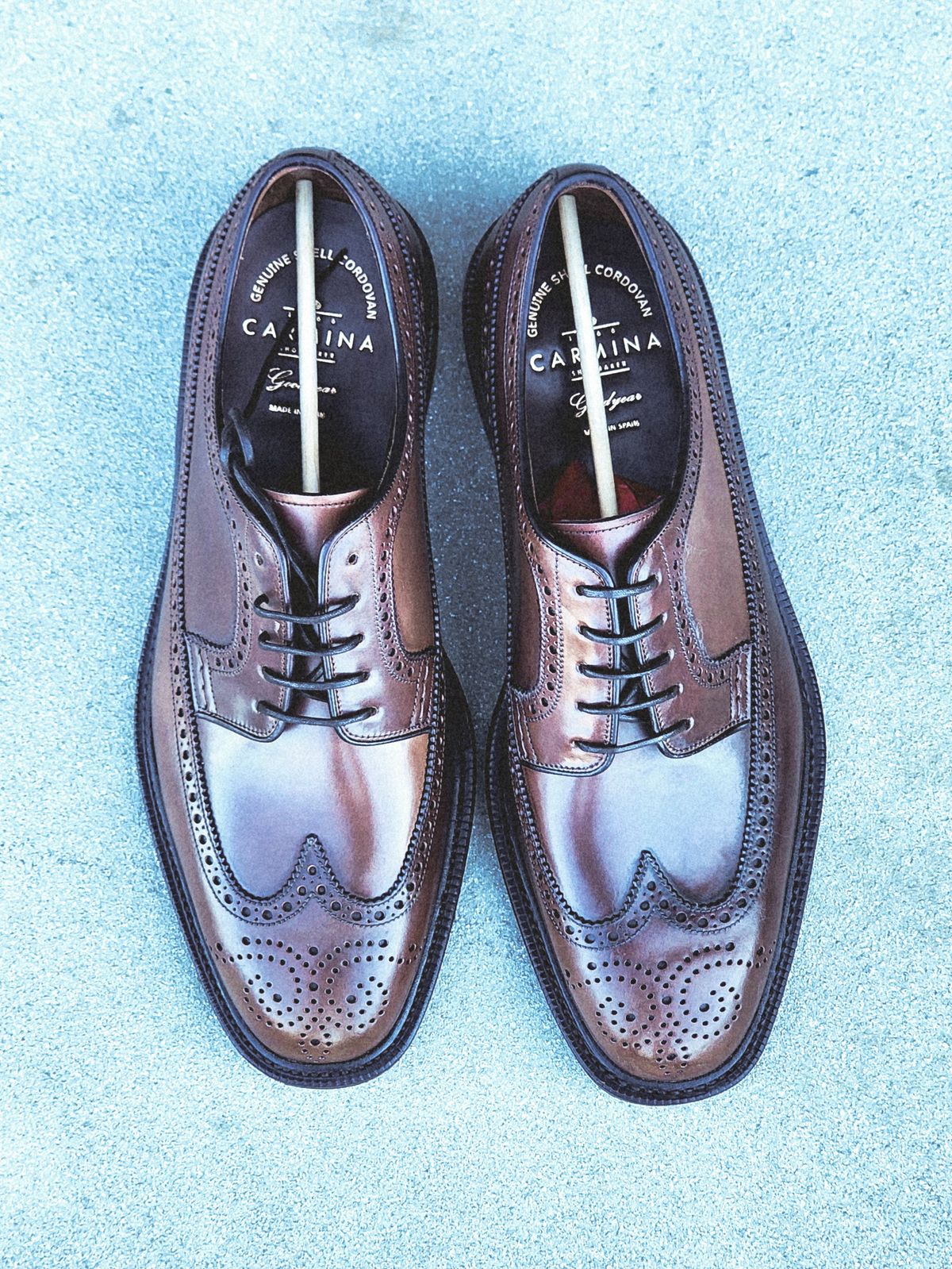 Photo by Janbiya on October 5, 2025 of the Carmina Long Wing Blucher Shoes 532 in Horween Armagnac Shell Cordovan.