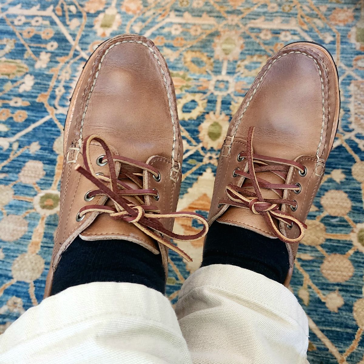 Photo by Janbiya on June 5, 2025 of the Rancourt & Co. Baxter Ranger Moc in Horween Natural Chromexcel.