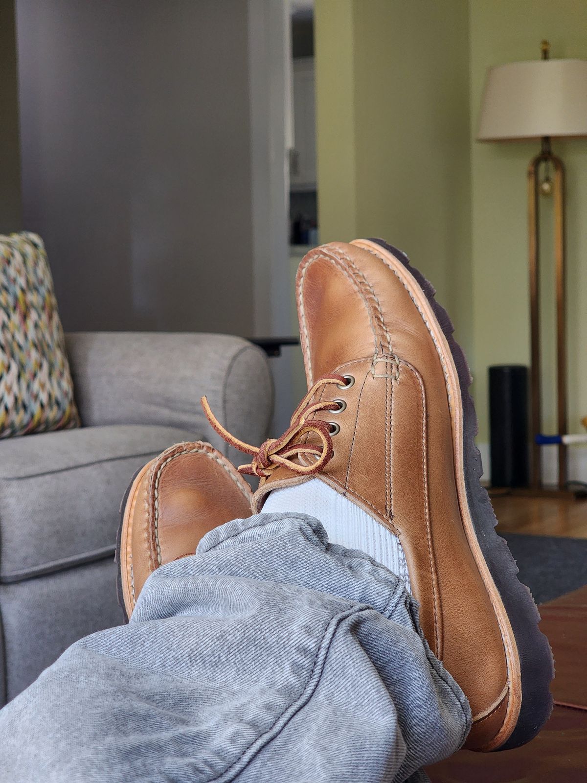 Photo by Janbiya on June 21, 2025 of the Rancourt & Co. Baxter Ranger Moc in Horween Natural Chromexcel.