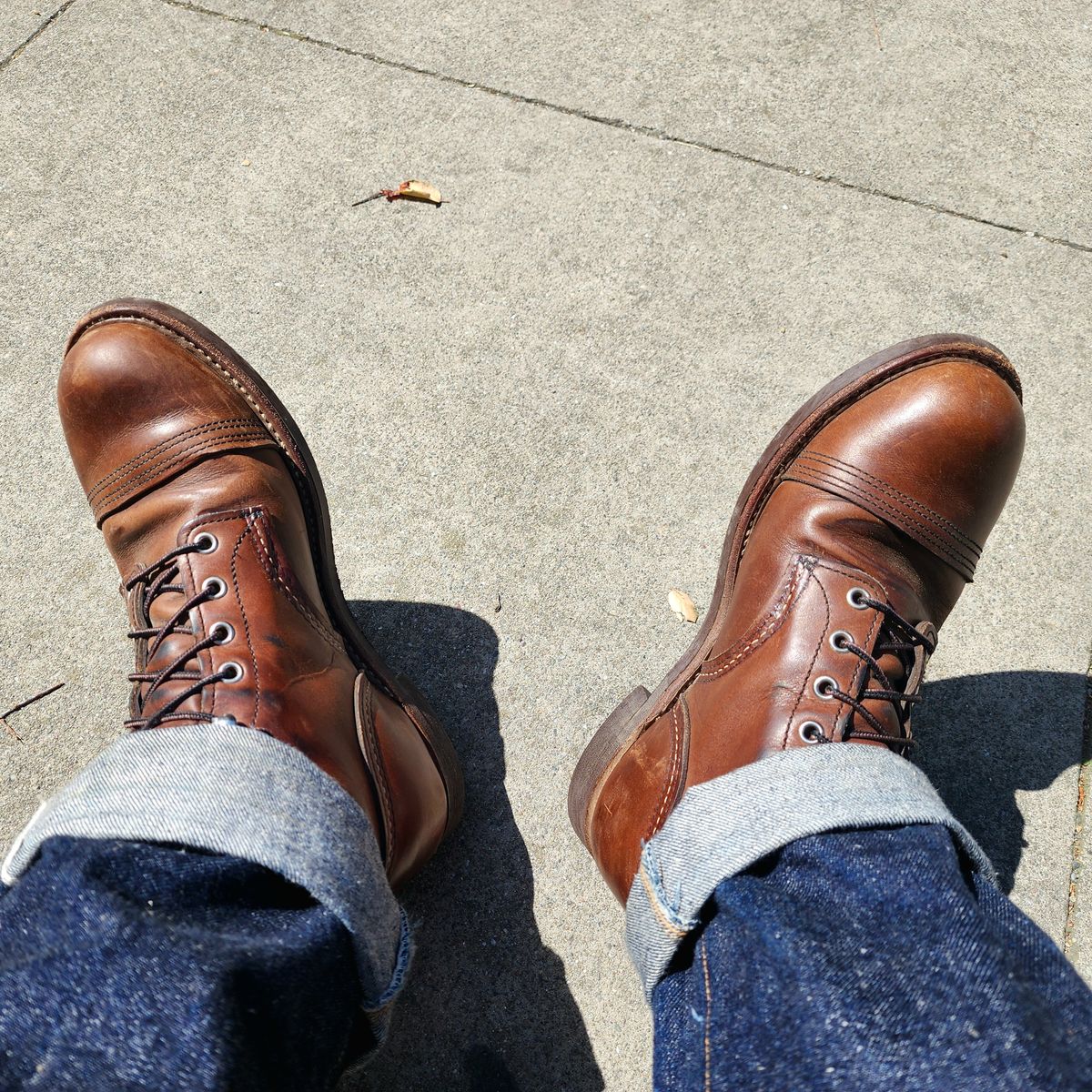 Photo by Janbiya on April 16, 2025 of the Red Wing Iron Ranger in S.B. Foot Amber Harness.