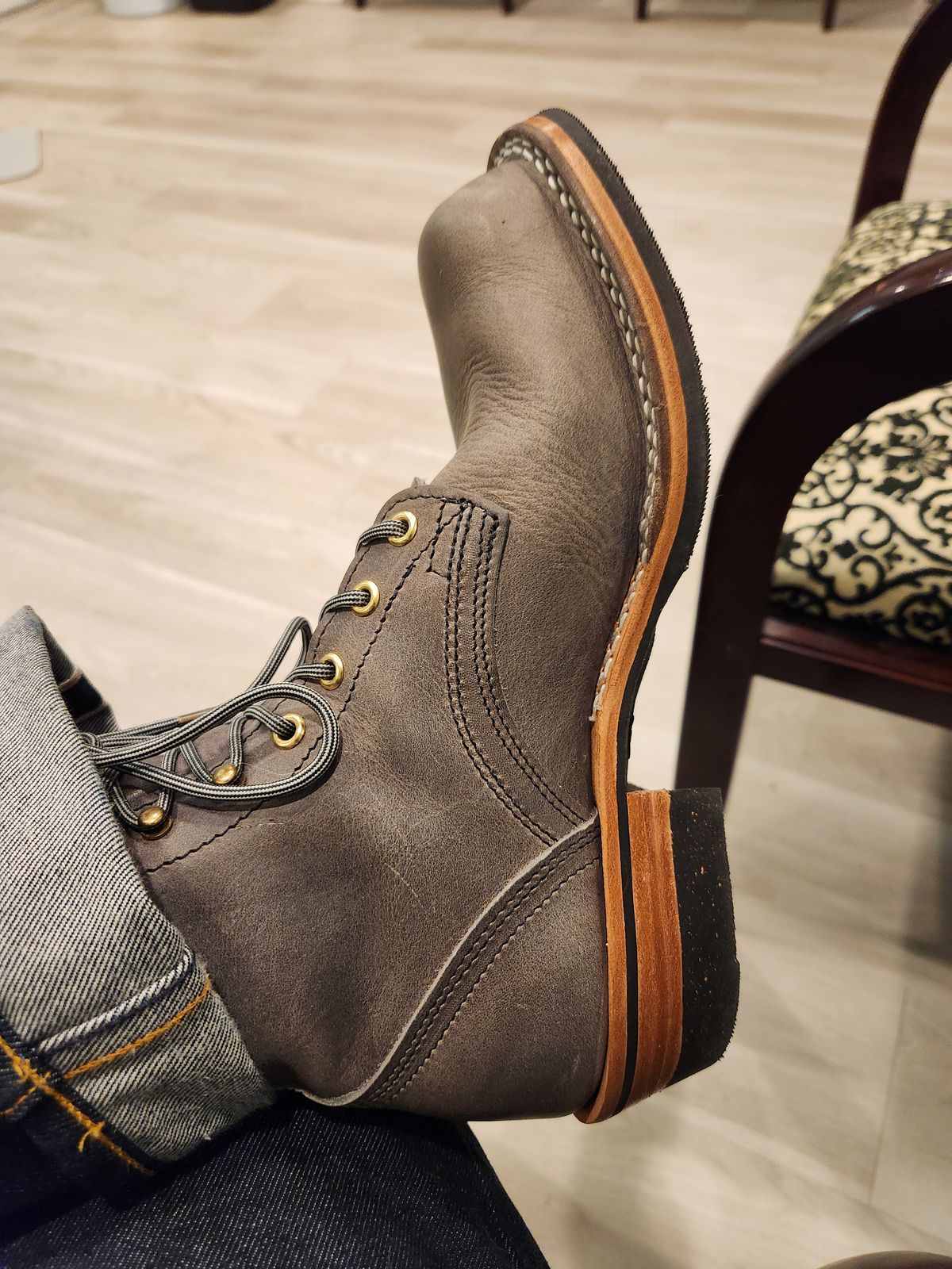 Photo by dufrau on June 4, 2026 of the Nicks Prospector in Horween Light Grey Cyprus.