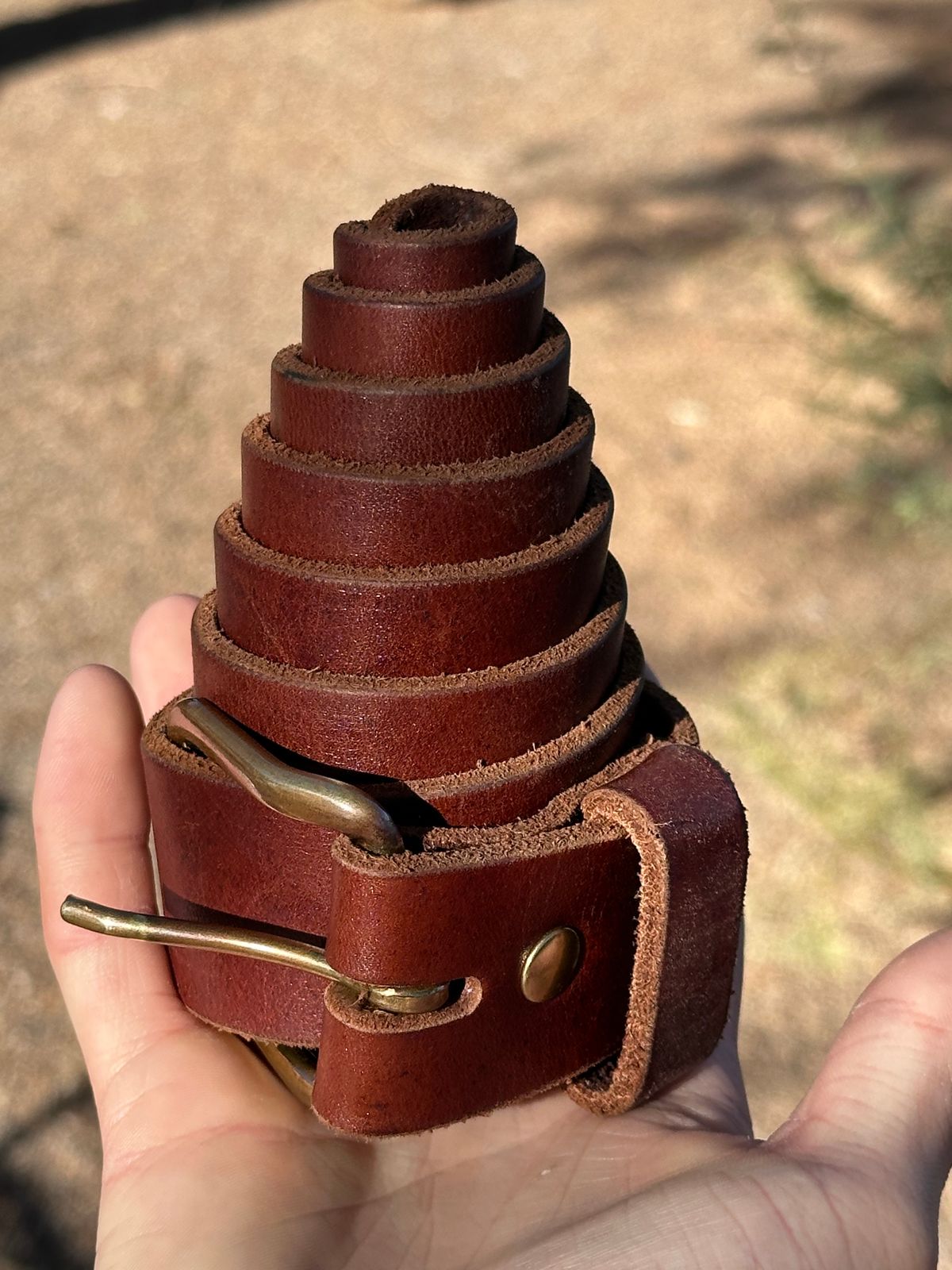 Photo by AndrewsBoots on November 1, 2025 of the Homestead Brand Essential Leather Belt No. 1508 in Distressed Brown Full Grain USA Tanned Latigo.