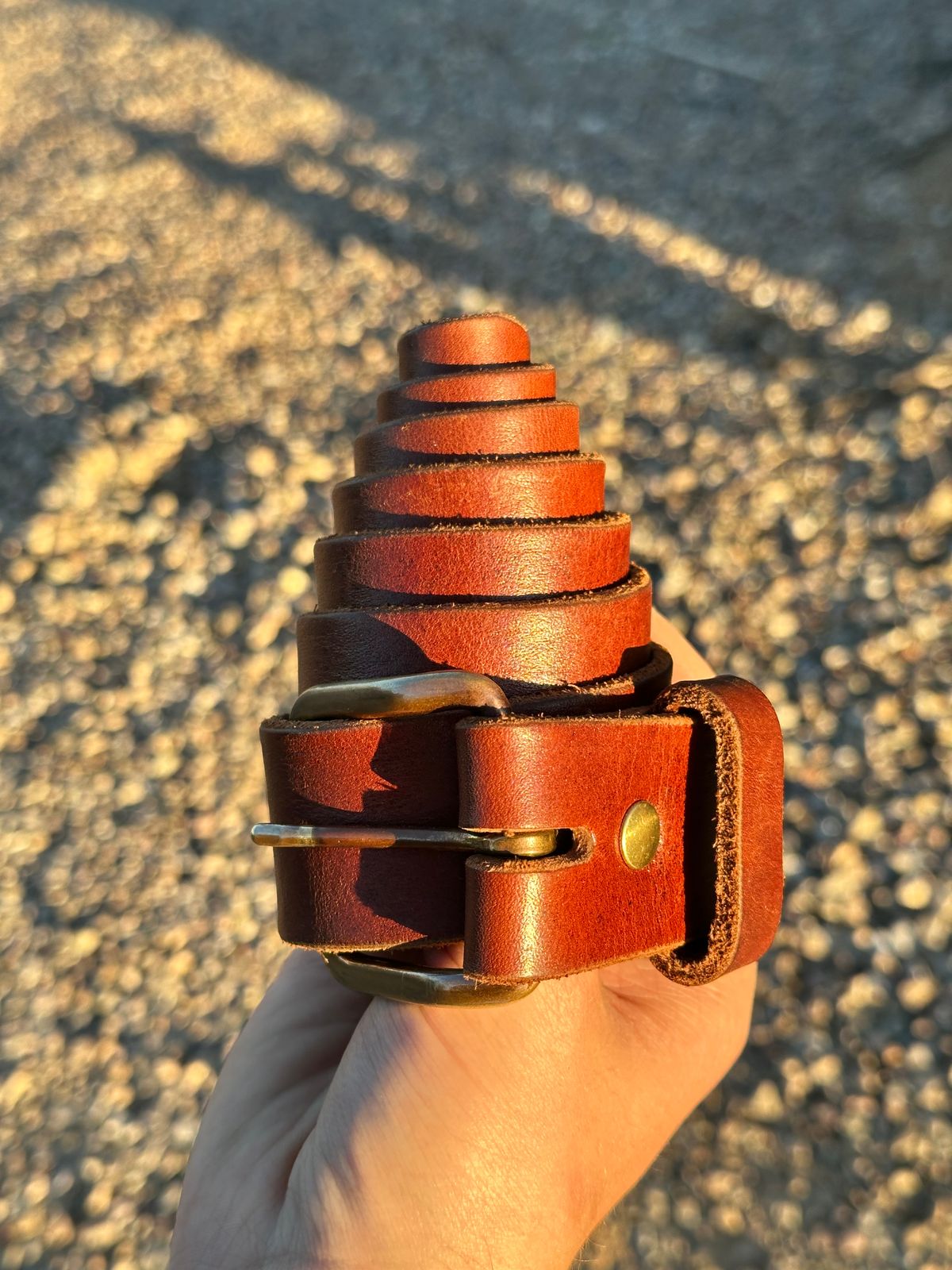 Photo by AndrewsBoots on December 1, 2025 of the Homestead Brand Essential Leather Belt No. 1508 in Distressed Brown Full Grain USA Tanned Latigo.