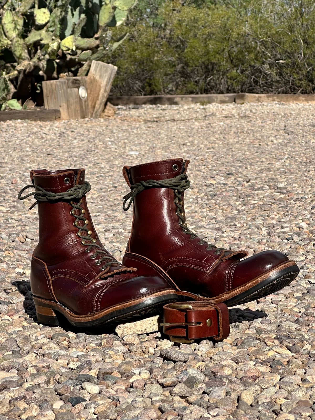 Photo by AndrewsBoots on April 4, 2026 of the Homestead Brand Essential Leather Belt No. 1508 in Distressed Brown Full Grain USA Tanned Latigo.