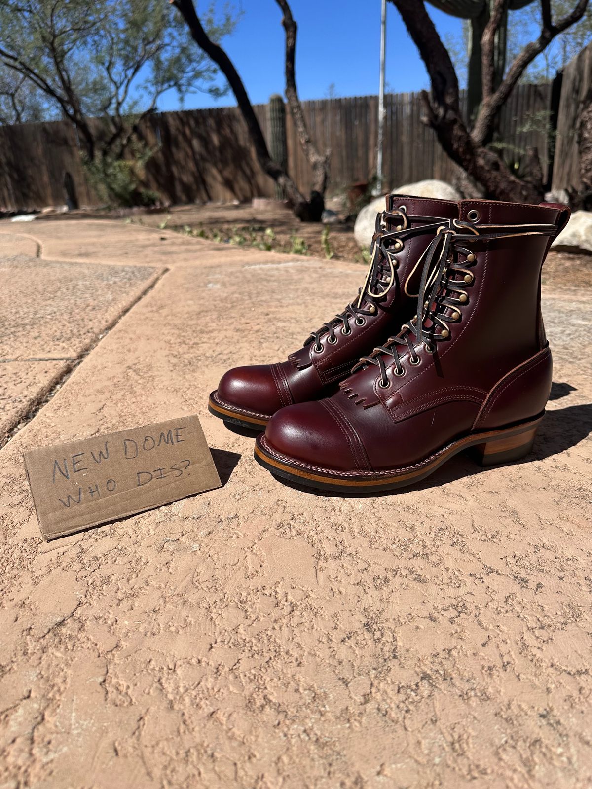 Photo by AndrewsBoots on October 1, 2025 of the Drew's Boots 8-inch Contractor Toe Cap in Brown Cyclone.