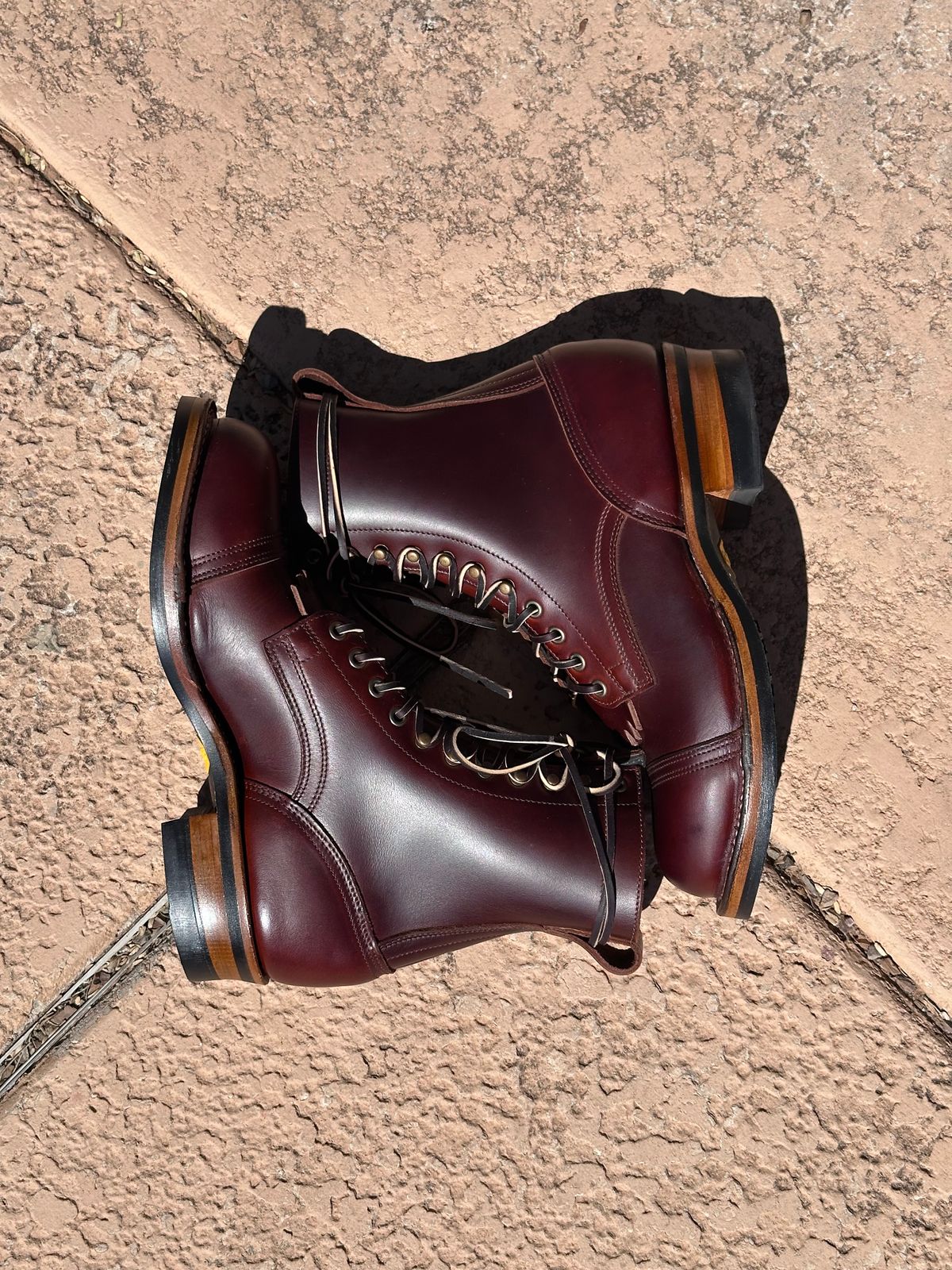 Photo by AndrewsBoots on October 1, 2025 of the Drew's Boots 8-inch Contractor Toe Cap in Brown Cyclone.