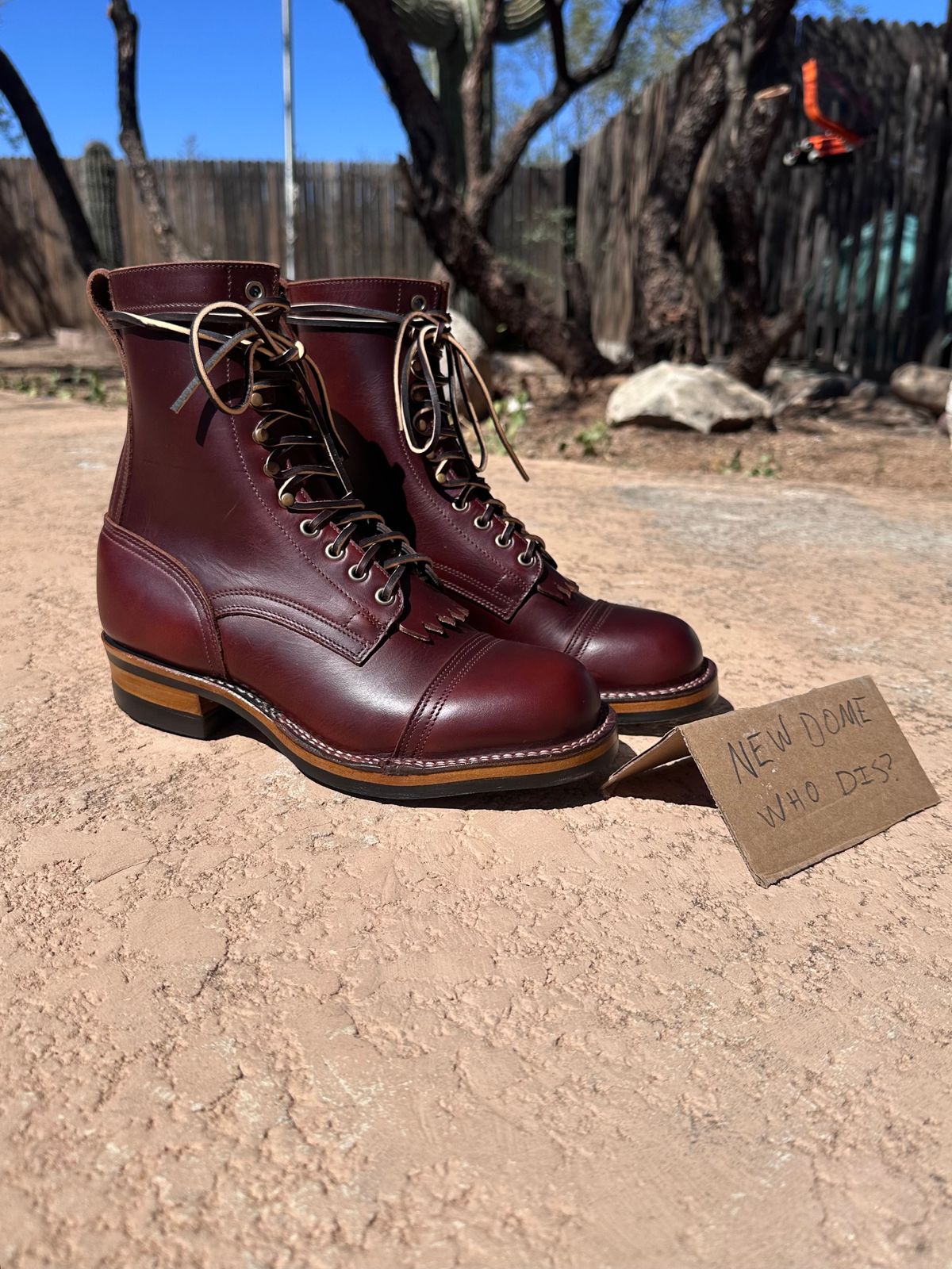 Photo by AndrewsBoots on October 1, 2025 of the Drew's Boots 8-inch Contractor Toe Cap in Brown Cyclone.
