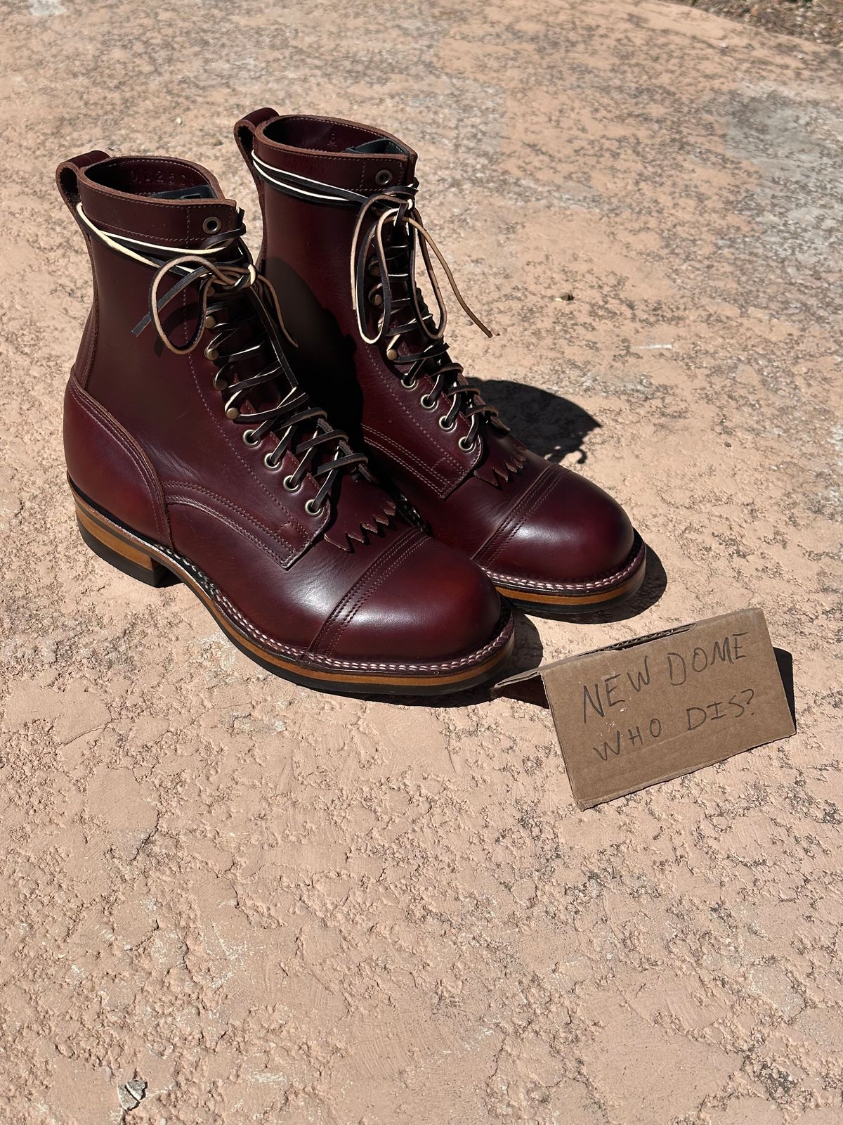 Photo by AndrewsBoots on October 1, 2025 of the Drew's Boots 8-inch Contractor Toe Cap in Brown Cyclone.