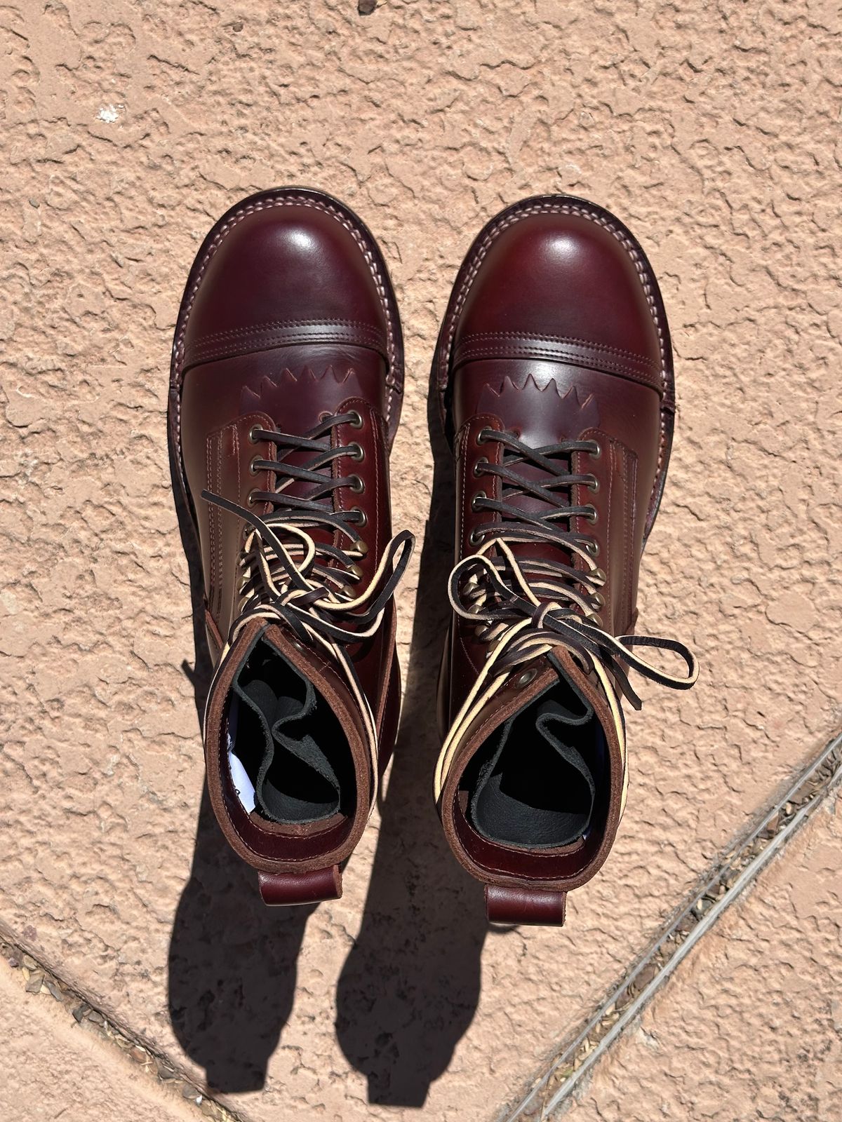Photo by AndrewsBoots on October 1, 2025 of the Drew's Boots 8-inch Contractor Toe Cap in Brown Cyclone.