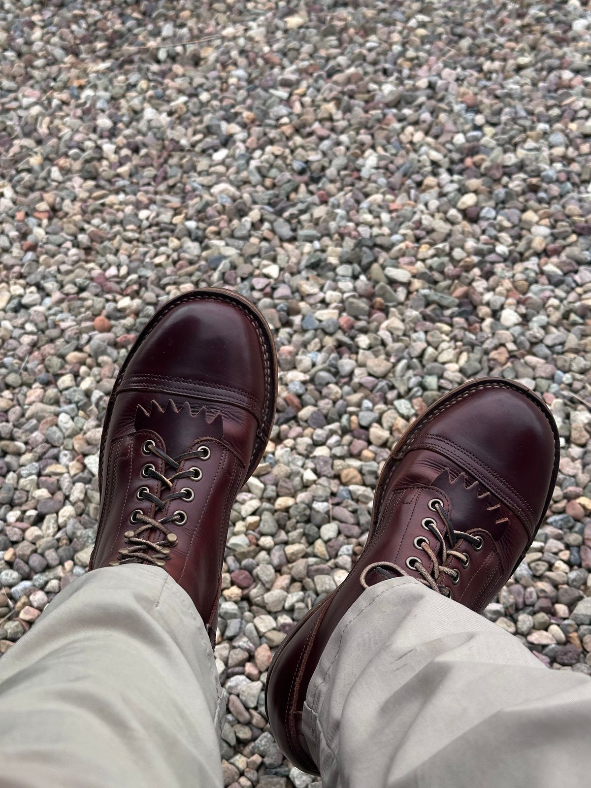 Photo by AndrewsBoots on October 12, 2025 of the Drew's Boots 8-inch Contractor Toe Cap in Brown Cyclone.