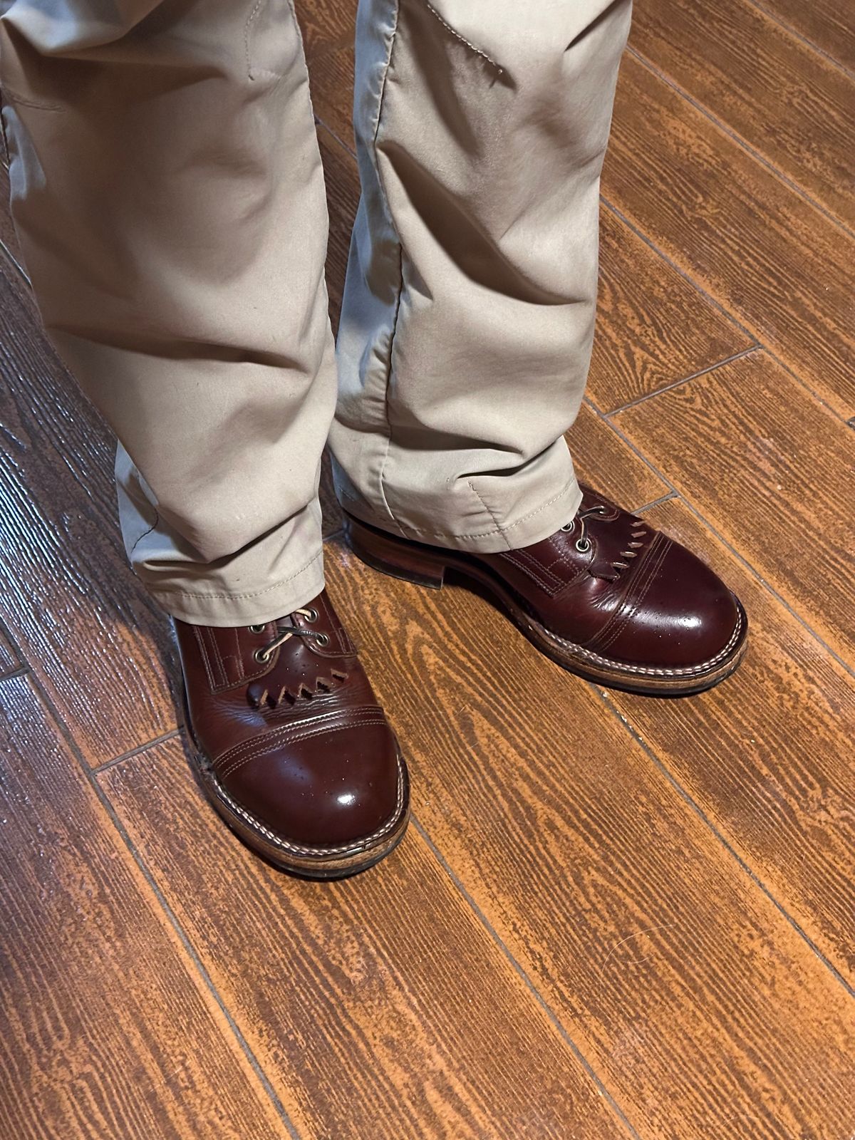 Photo by AndrewsBoots on October 13, 2025 of the Drew's Boots 8-inch Contractor Toe Cap in Brown Cyclone.