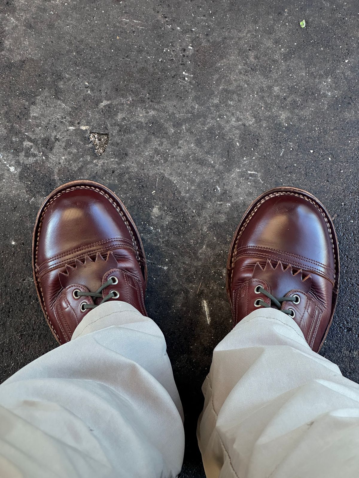 Photo by AndrewsBoots on October 17, 2025 of the Drew's Boots 8-inch Contractor Toe Cap in Brown Cyclone.