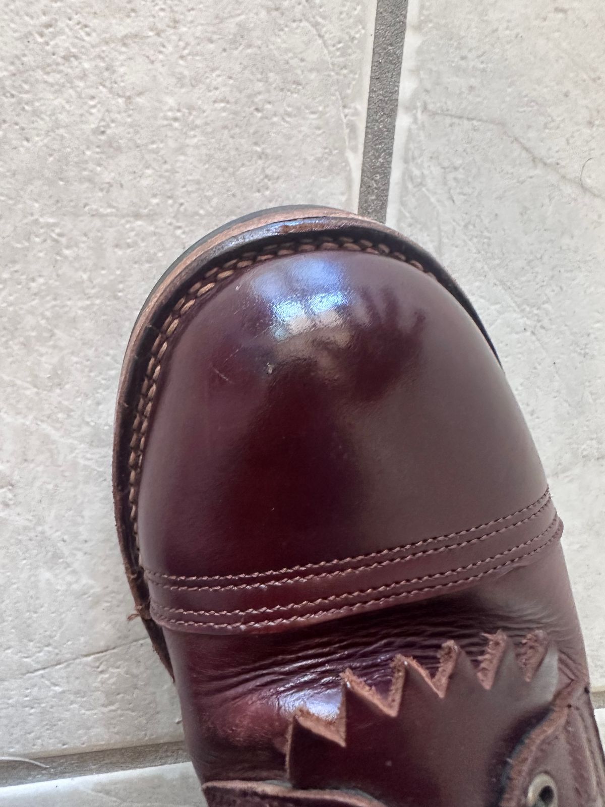 Photo by AndrewsBoots on October 29, 2025 of the Drew's Boots 8-inch Contractor Toe Cap in Brown Cyclone.