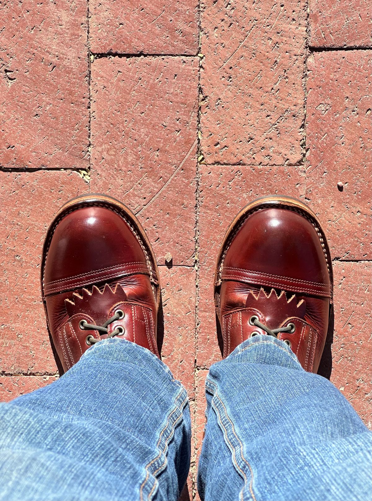 Photo by AndrewsBoots on October 31, 2025 of the Drew's Boots 8-inch Contractor Toe Cap in Brown Cyclone.