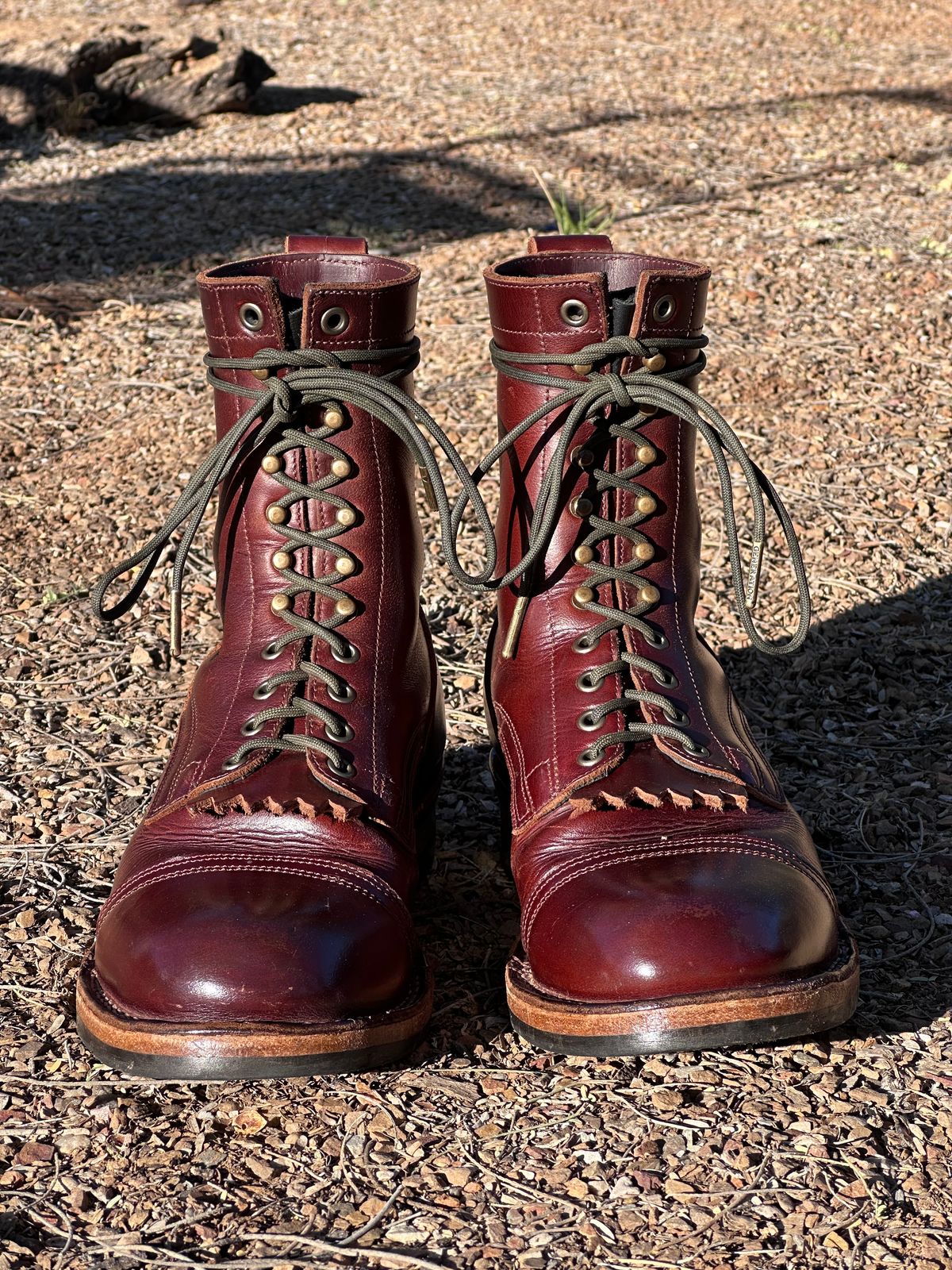 Photo by AndrewsBoots on November 1, 2025 of the Drew's Boots 8-inch Contractor Toe Cap in Brown Cyclone.