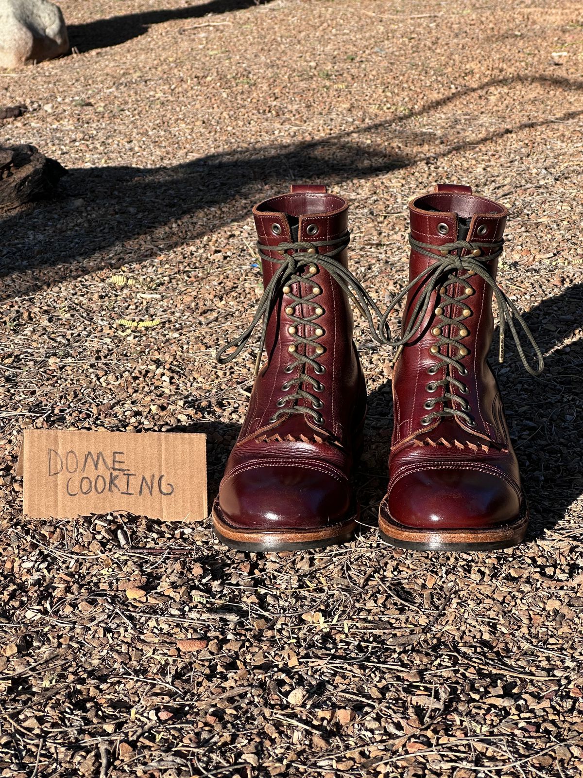 Photo by AndrewsBoots on November 1, 2025 of the Drew's Boots 8-inch Contractor Toe Cap in Brown Cyclone.