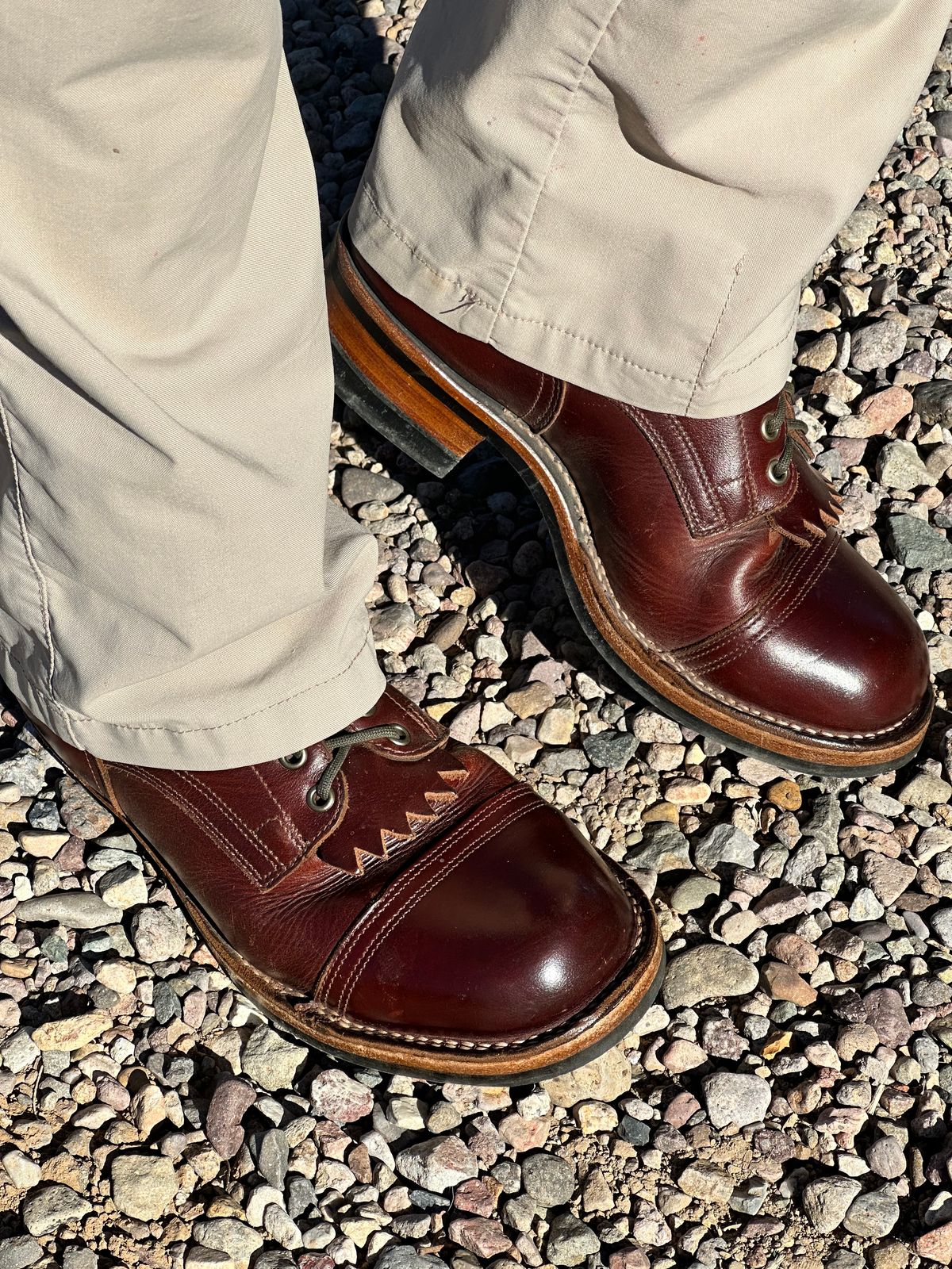 Photo by AndrewsBoots on November 4, 2025 of the Drew's Boots 8-inch Contractor Toe Cap in Brown Cyclone.